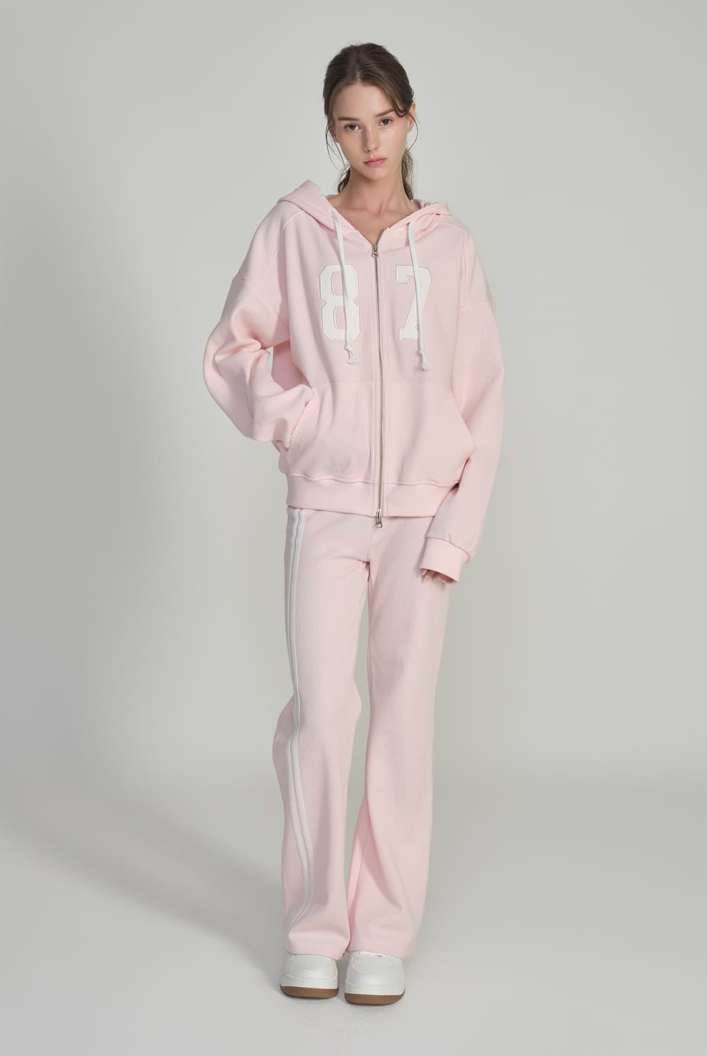 클리시어 후드집업 87 Waffle hooded zip-up, Pink 상품이미지2