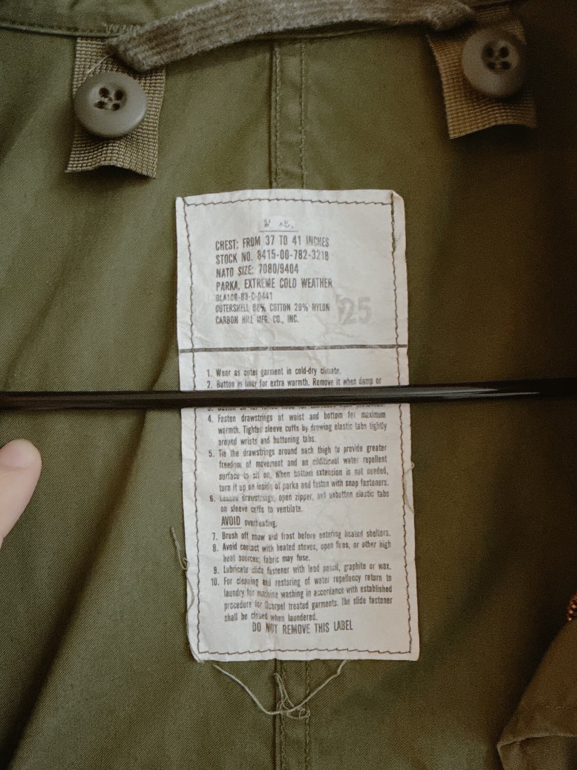 오리지널 밀리터리 M65 피시테일 파카 내피세트 상품이미지2