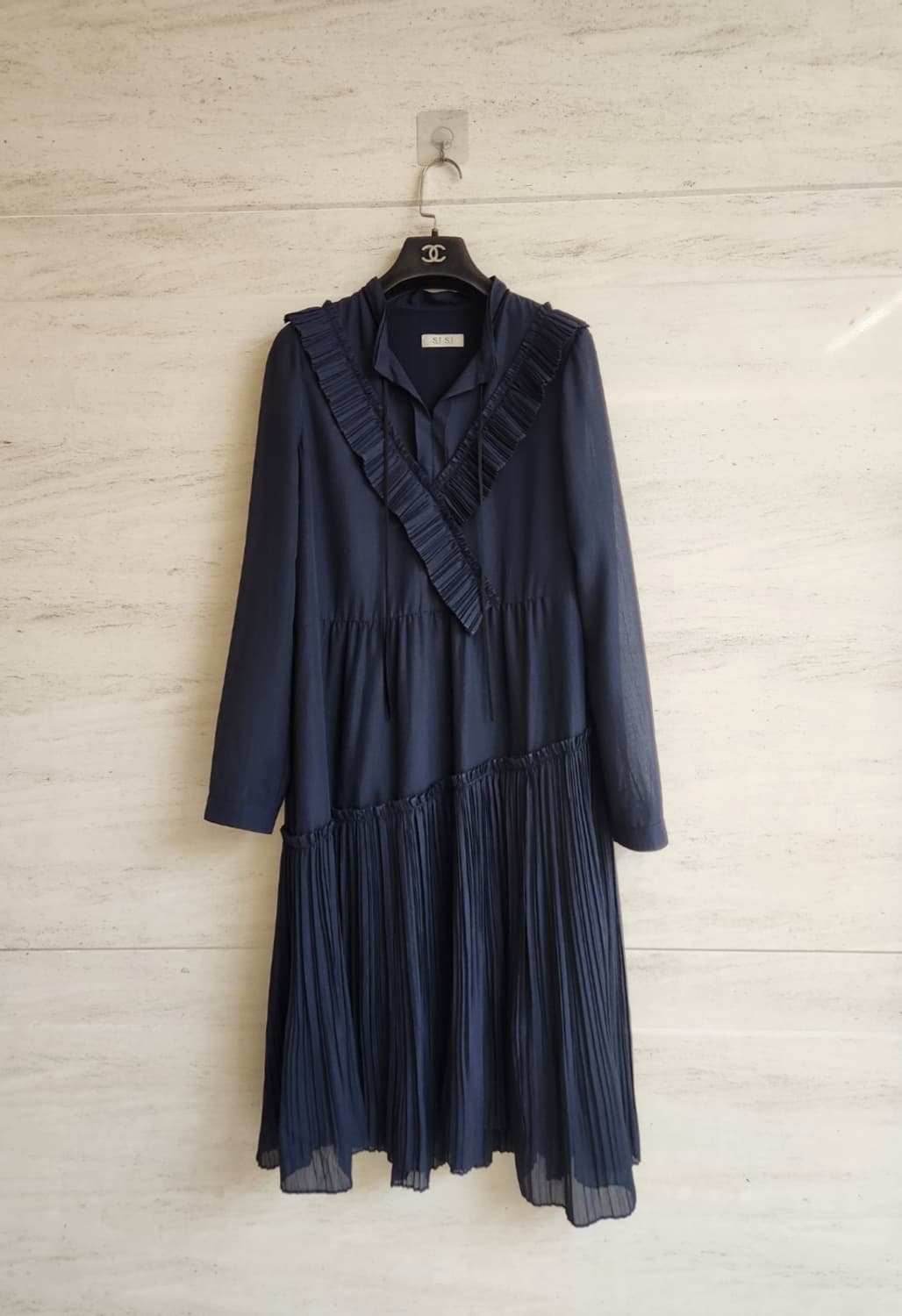 SJSJ 러플 플리츠 미디 원피스 상품이미지5