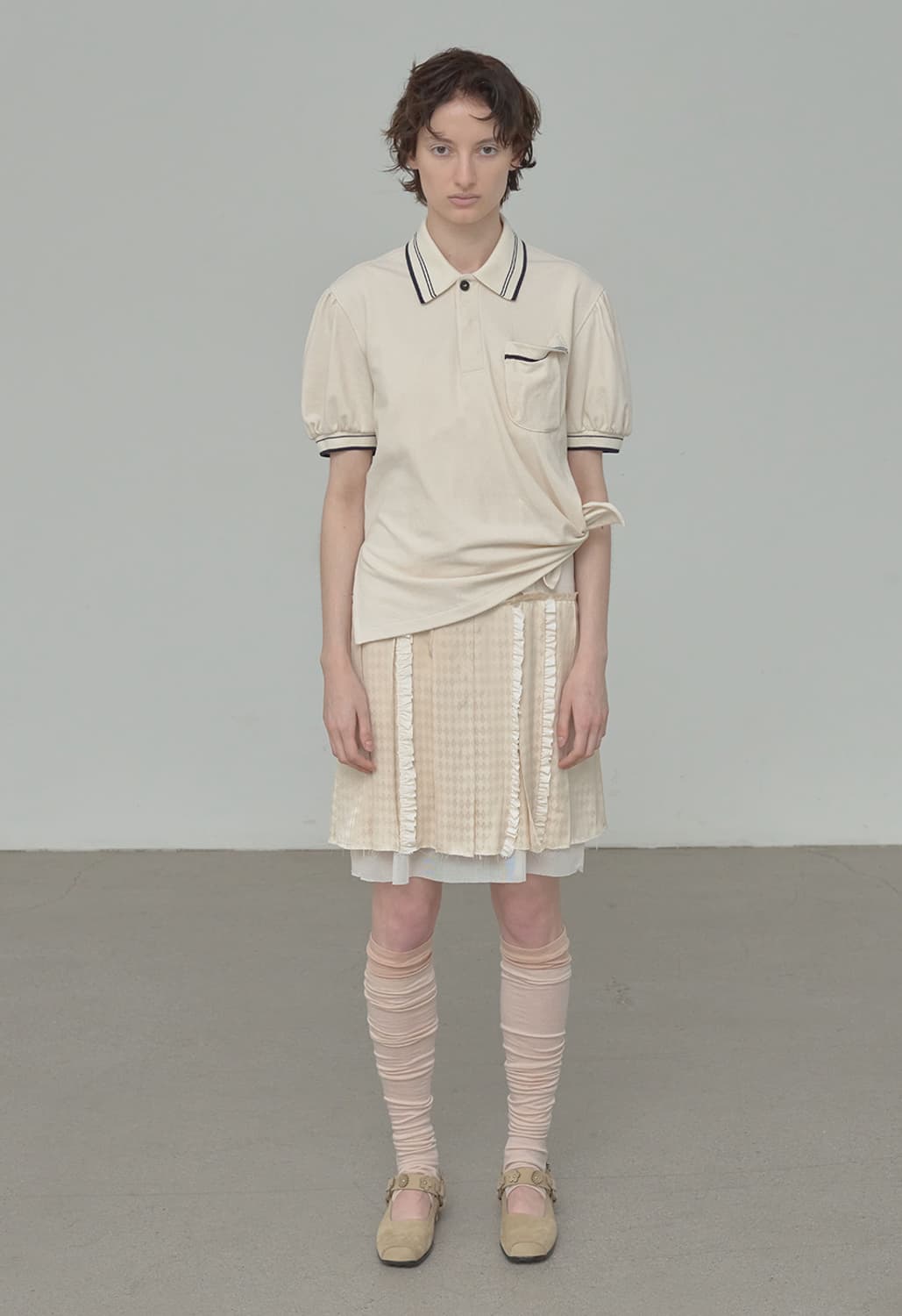 OPEN YY 원피스 FLAPPER PLEATS DRESS, IVORY 상품이미지1