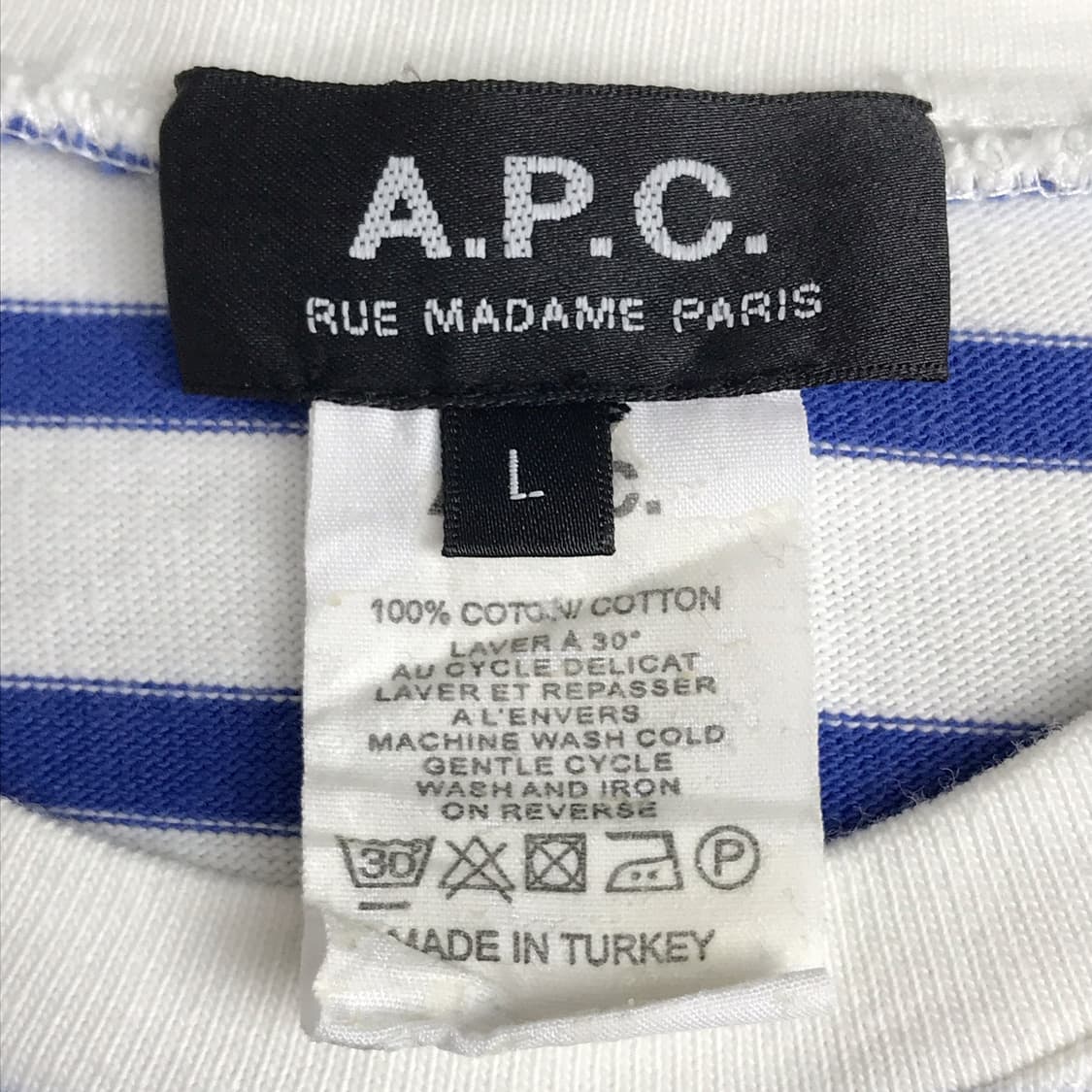 APC 아페쎄 스트라이프 반팔티셔츠 남성L 상품이미지6