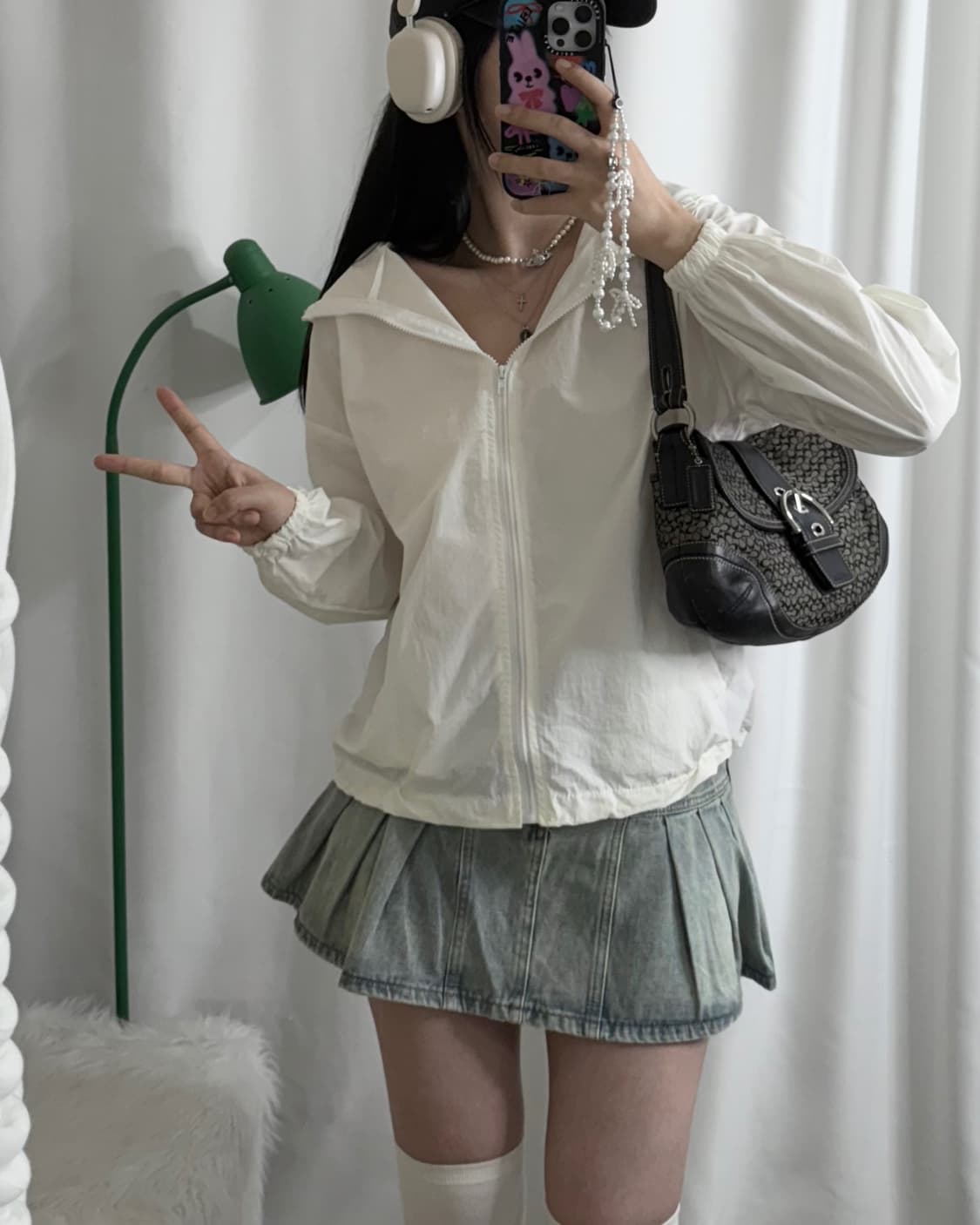 화이트 오버핏 후드 바람막이 상품이미지7