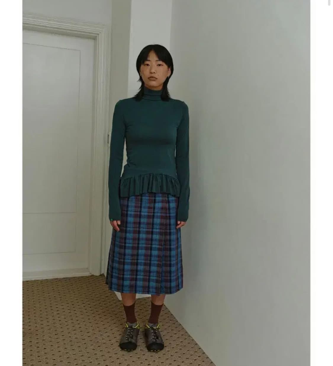 노컨텐츠 체크 플리츠 스커트 M 상품이미지1