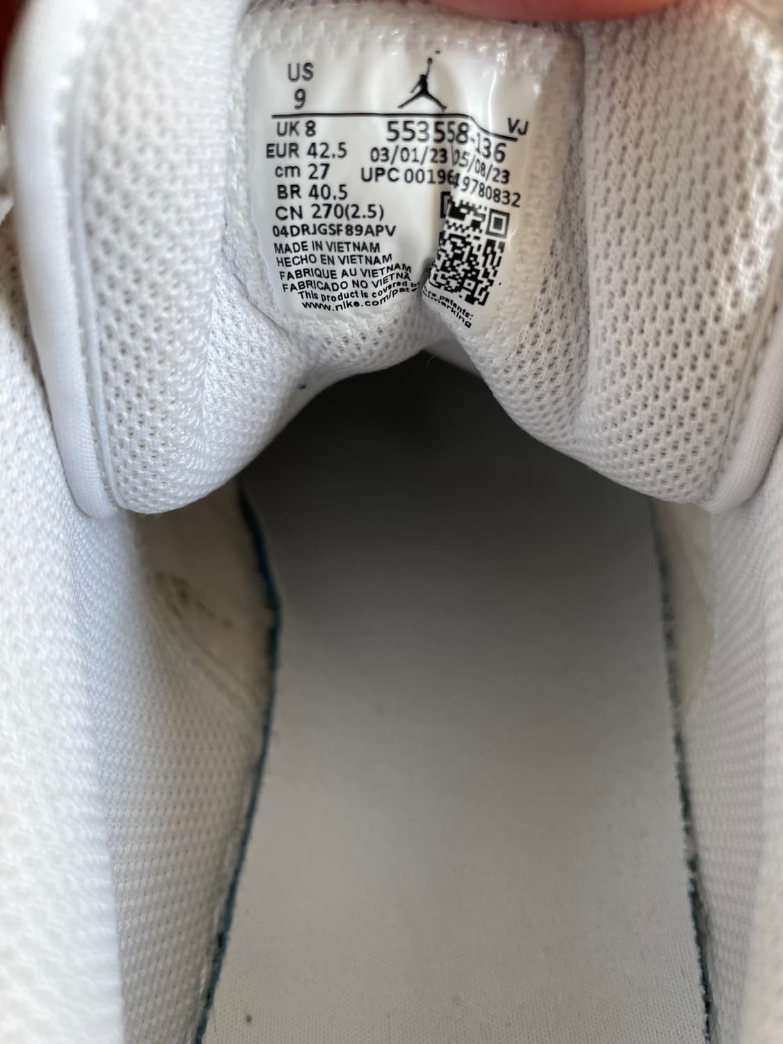 조던 1 로우 트리플 화이트 270사이즈 상품이미지8