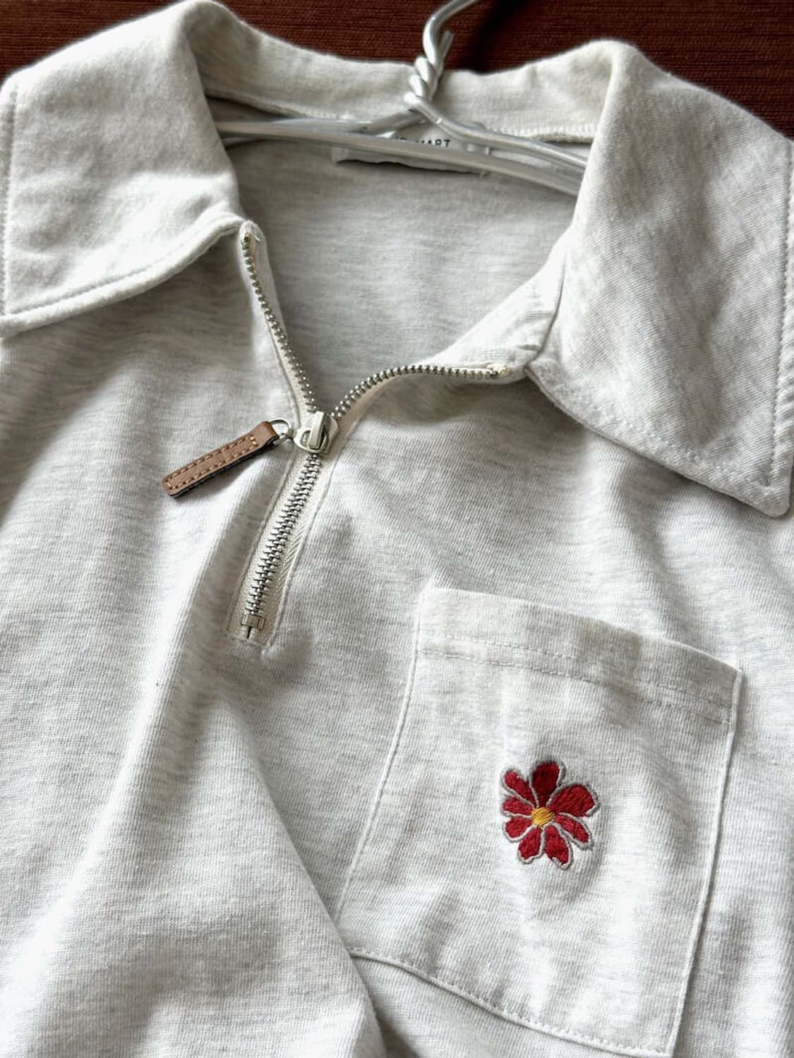 Cotton design zip pullover top 상품이미지2