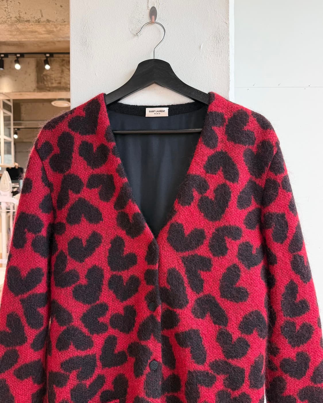 생로랑 레드 하트 레오파드 모헤어 가디건  상품이미지3