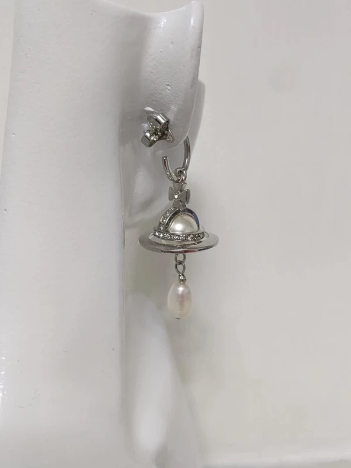 Silver Planet Pearl Drop Earrings 상품이미지3