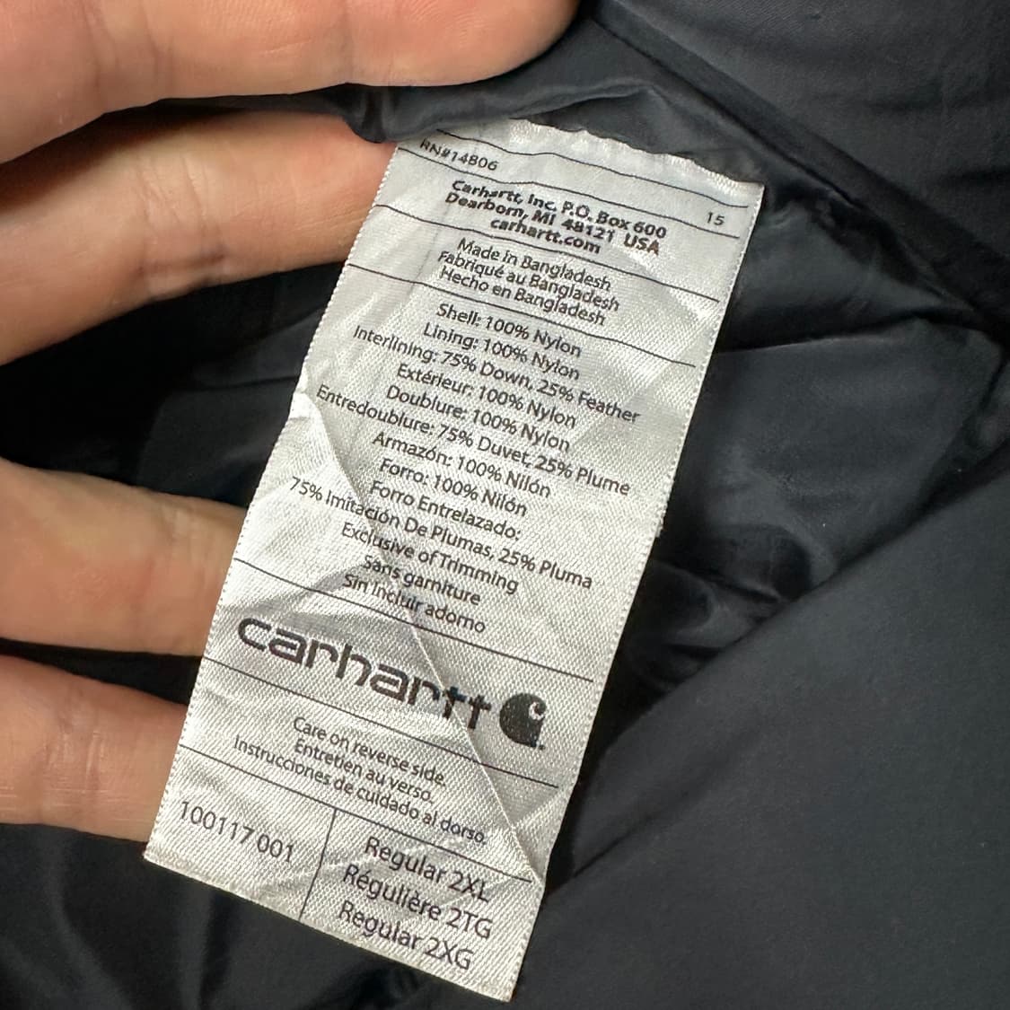 칼하트 다운 블랙 패딩 XXL 상품이미지7