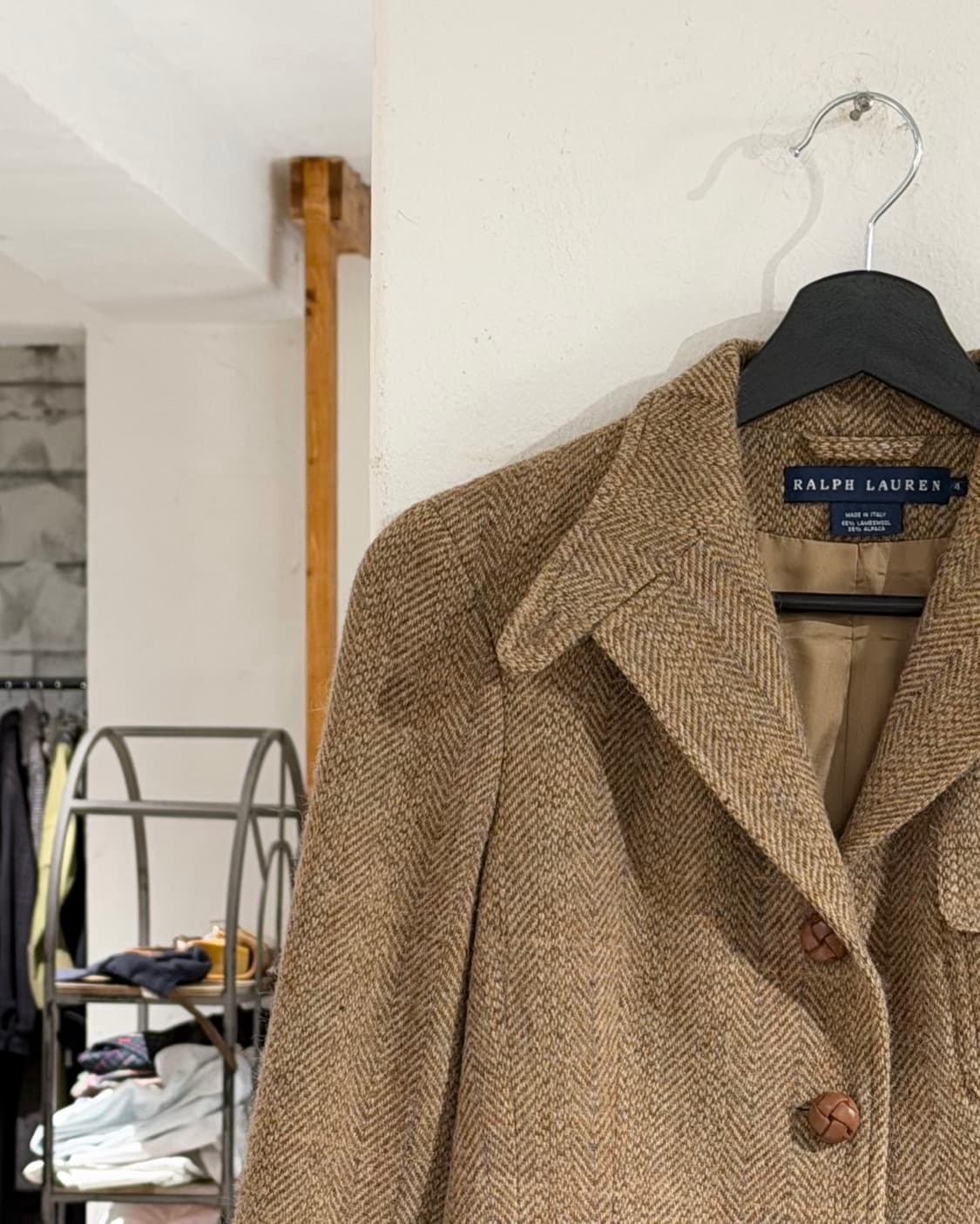 랄프로렌 베이지 램스울 앨보우 스웨이드 패치 자켓 상품이미지2