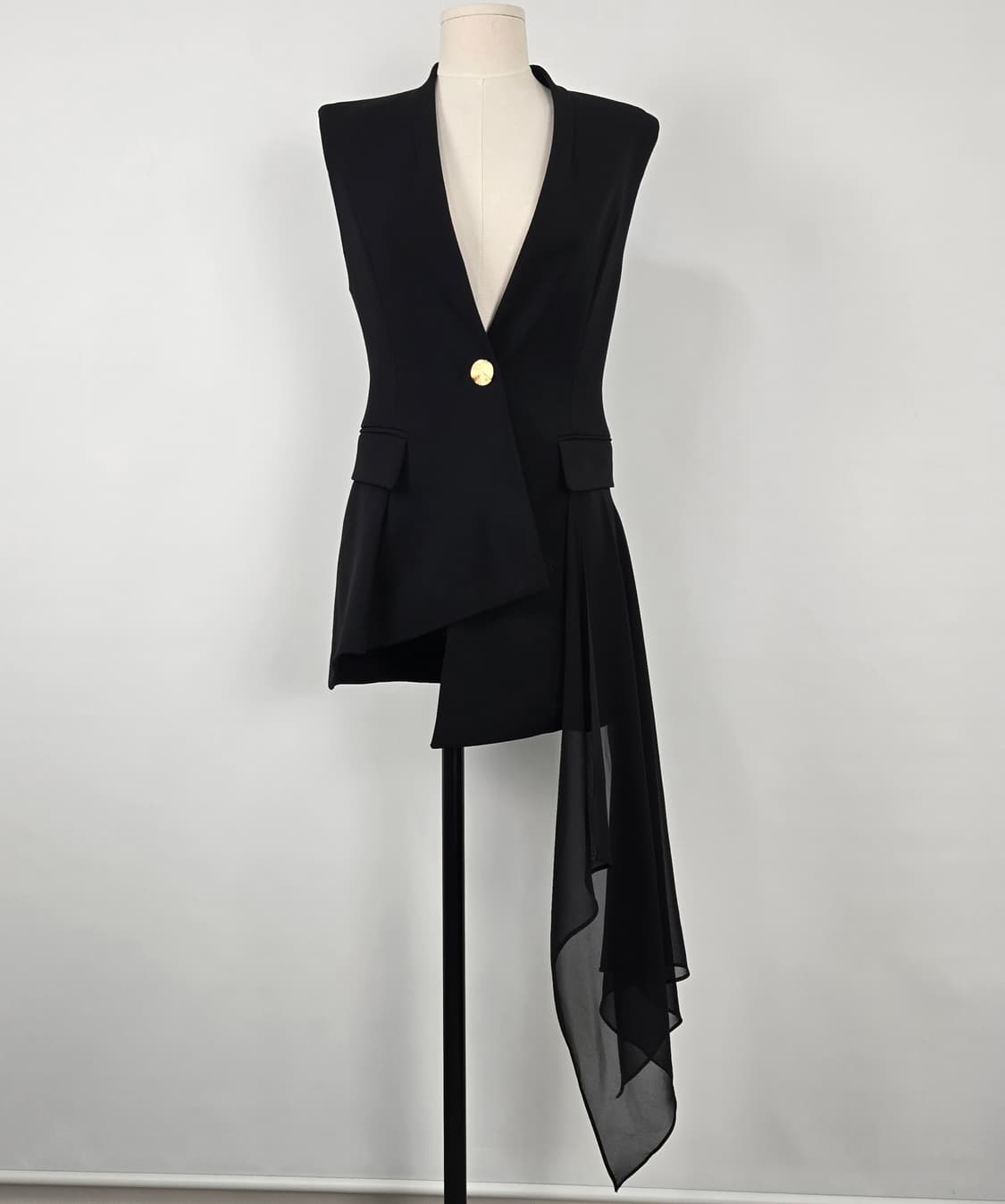 0823.제시 뉴욕  쉬폰 블랙  민소매 베스트 조끼44 상품이미지1