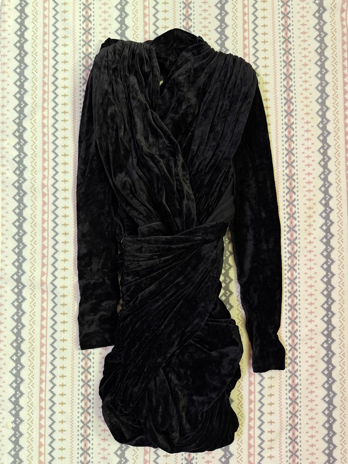 발렌시아가 벨벳 드레이프 미니 드레스 38 상품이미지1