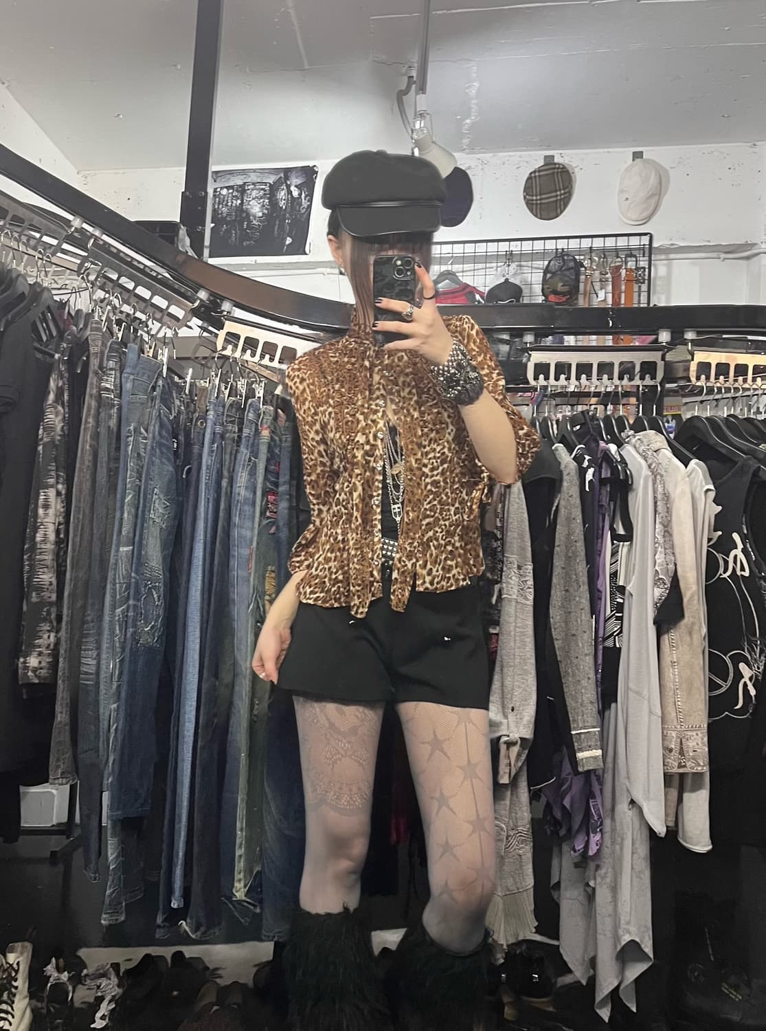 레오파드 7부 시스루 셔츠 상품이미지1