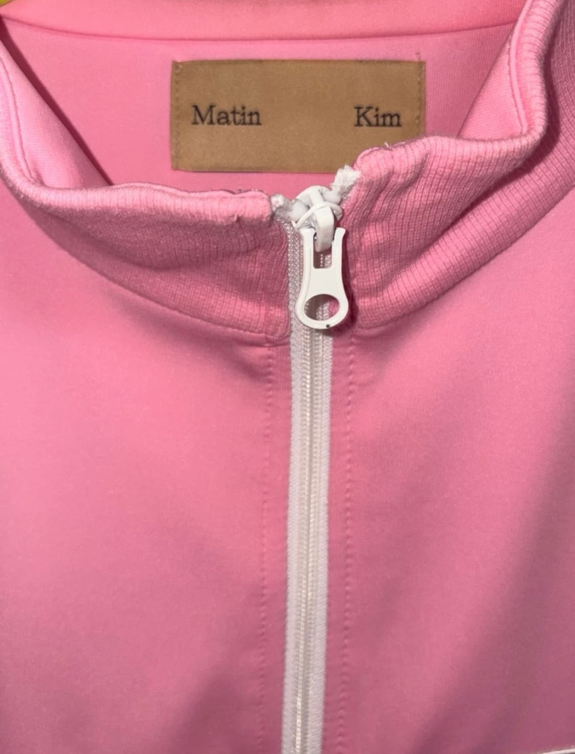 마뗑킴 핑크색 져지 집업 트랙탑 Matin Kim Jersey Zip-U 상품이미지4