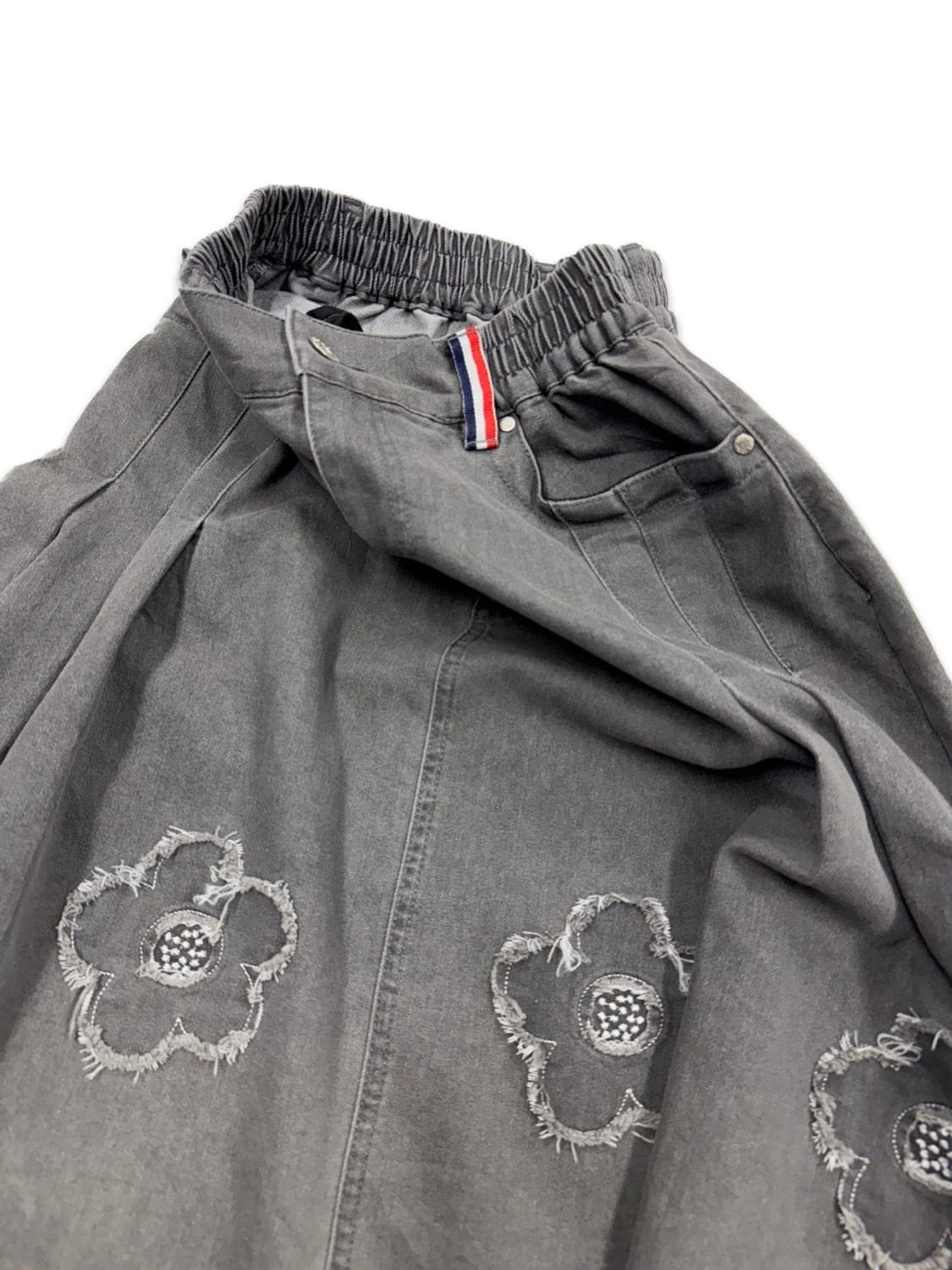 빈티지 Person's 그레이 그라데이션 플라워 플레어 롱 스커트 상품이미지4