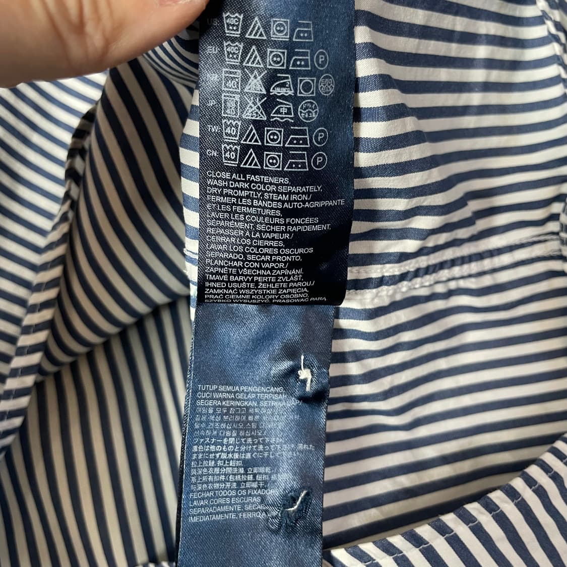 타미힐피거 미니로고 네이비 화이트 스트라이프 셔츠 M 상품이미지6