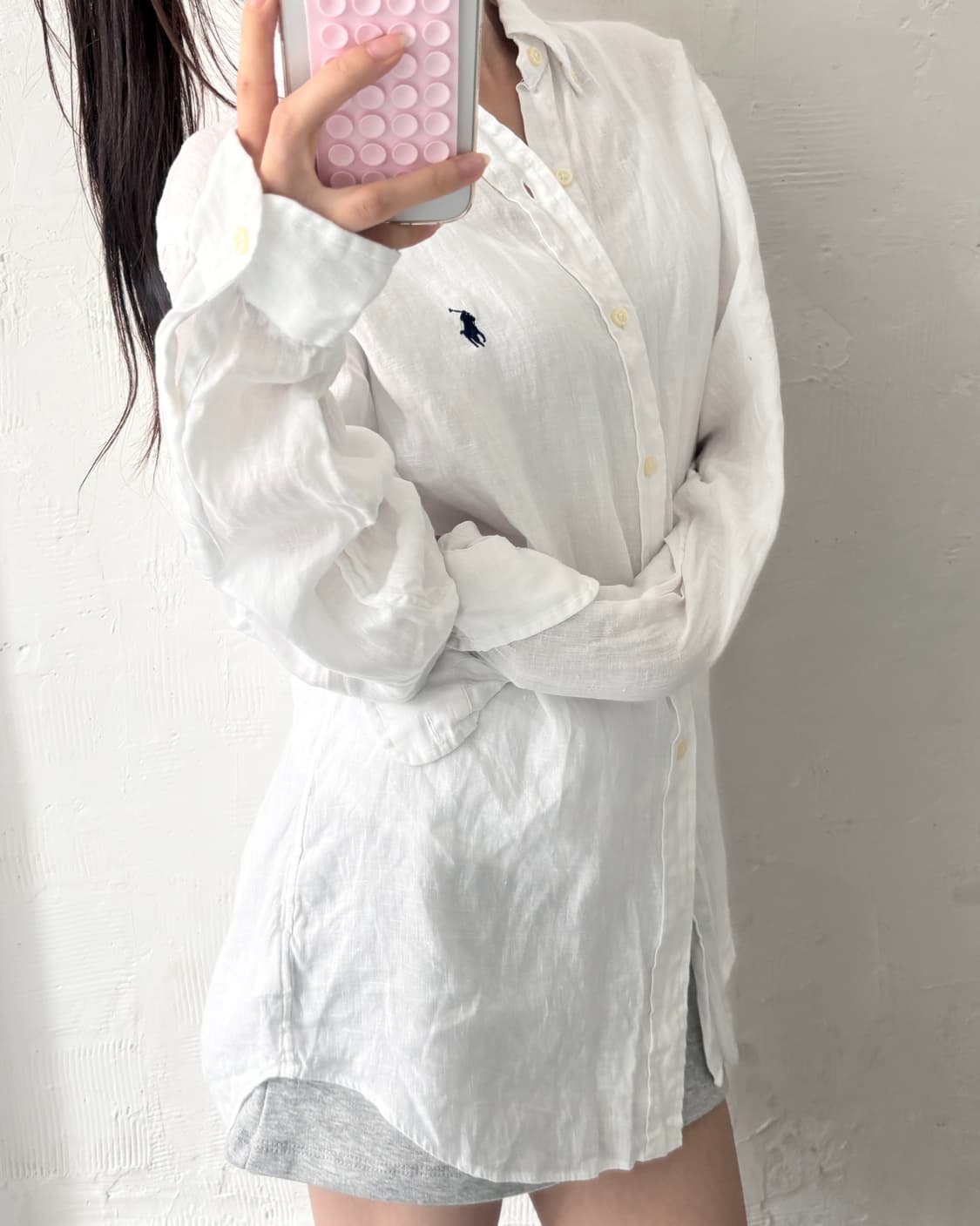 Polo 폴로 랄프로렌 QR신형 화이트컬러 린넨 셔츠 상품이미지2
