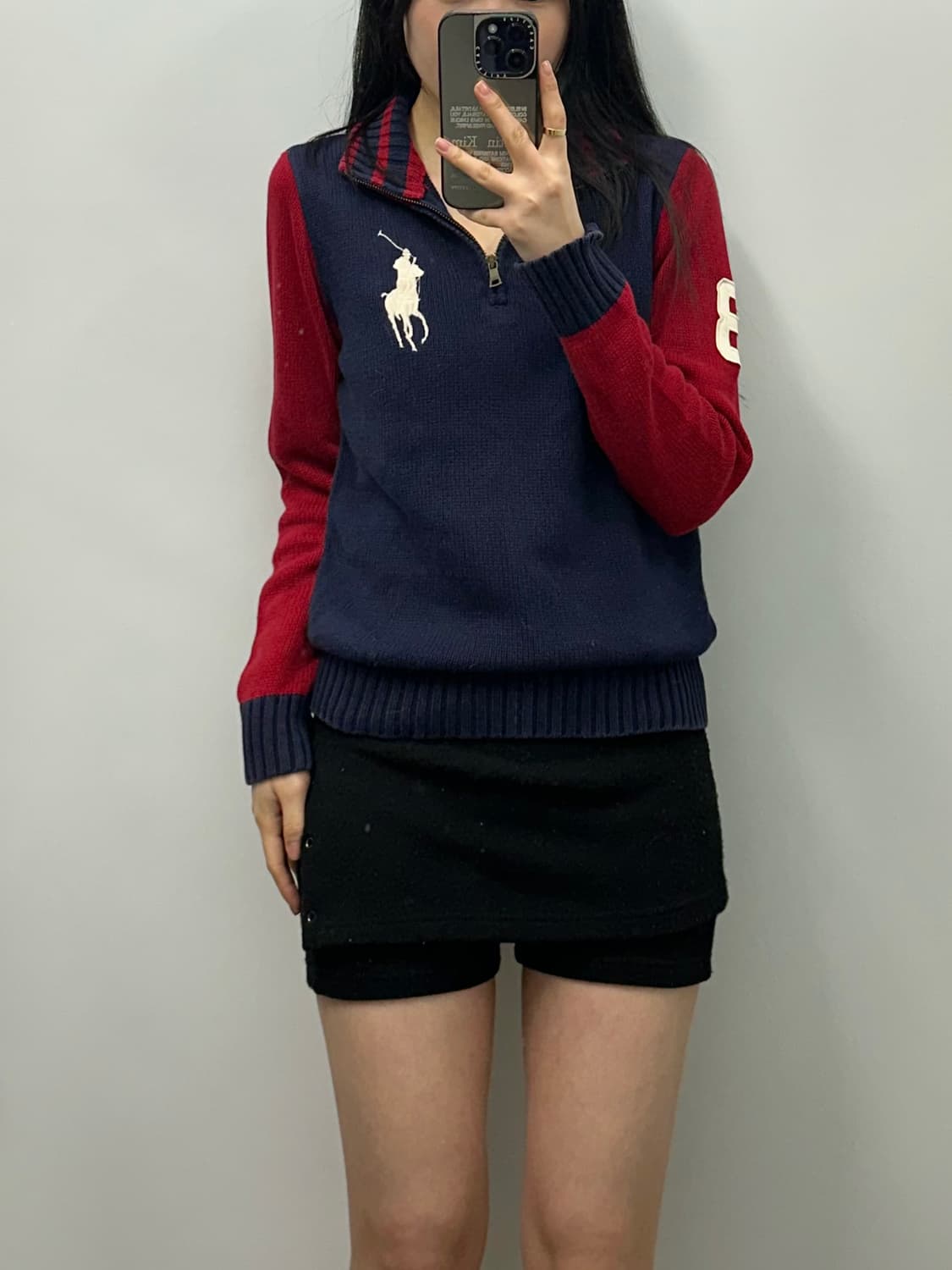 폴로 랄프로렌 빅포니 배색 반집업 니트 상품이미지1