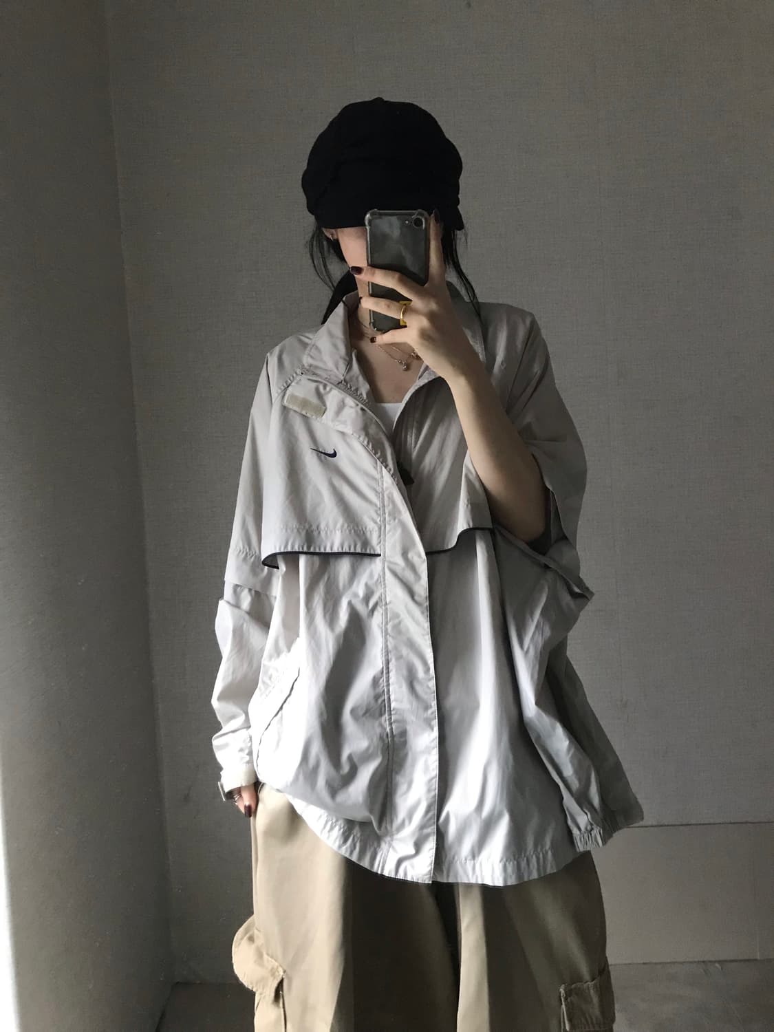 나이키 베이지 투웨이 절개 바람막이 상품이미지4