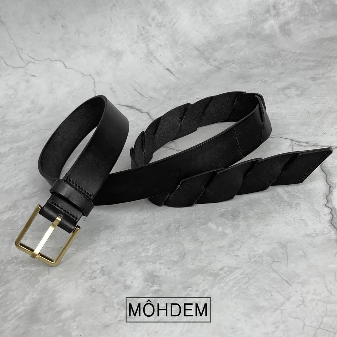 [Unisex] 위빙 꼬임 가죽 벨트 블랙 상품이미지6