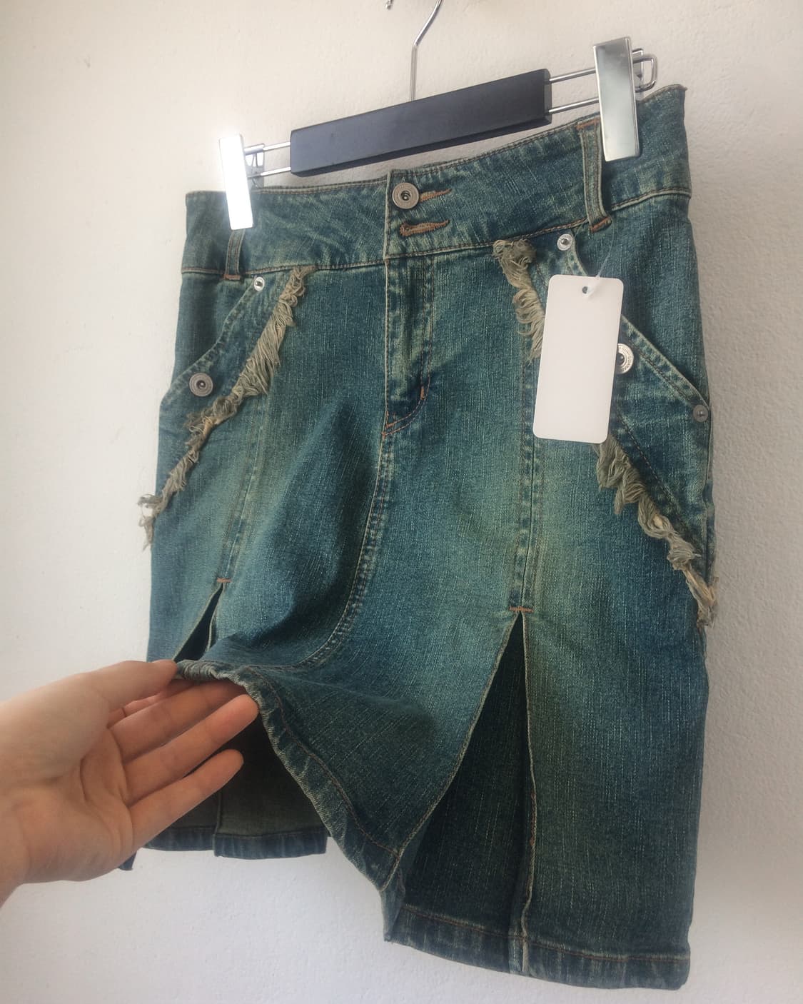 Fringe point denim pleats skirt 상품이미지2