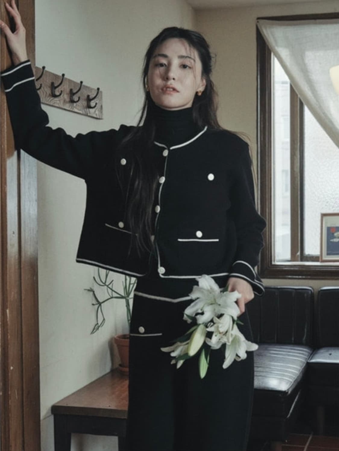 [s] 유어네임히얼 따스해진 깔끔이 가디건 크림, 블랙 상품이미지7