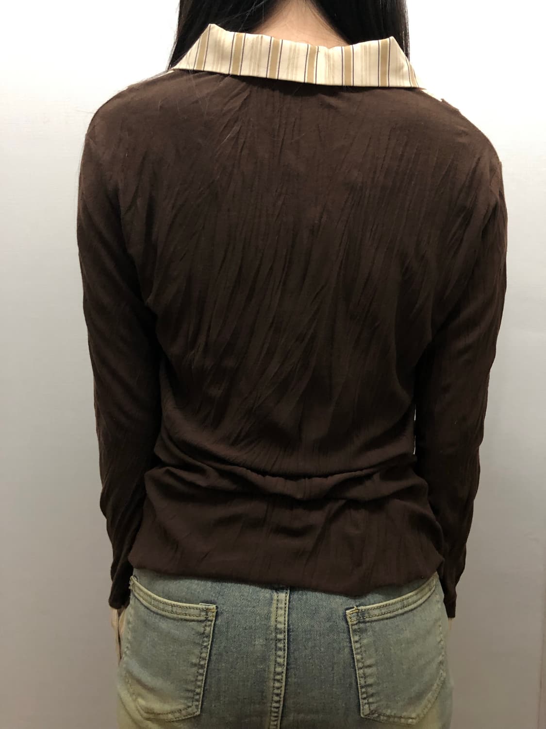 빈티지 브라운 셔츠 레이어드 탑 상품이미지9