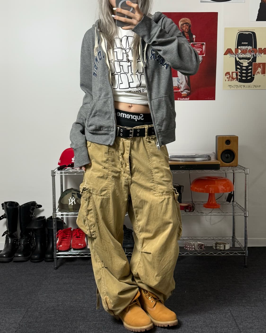 아베크롬비 00s 베이지 카고 와이드 팬츠 상품이미지4