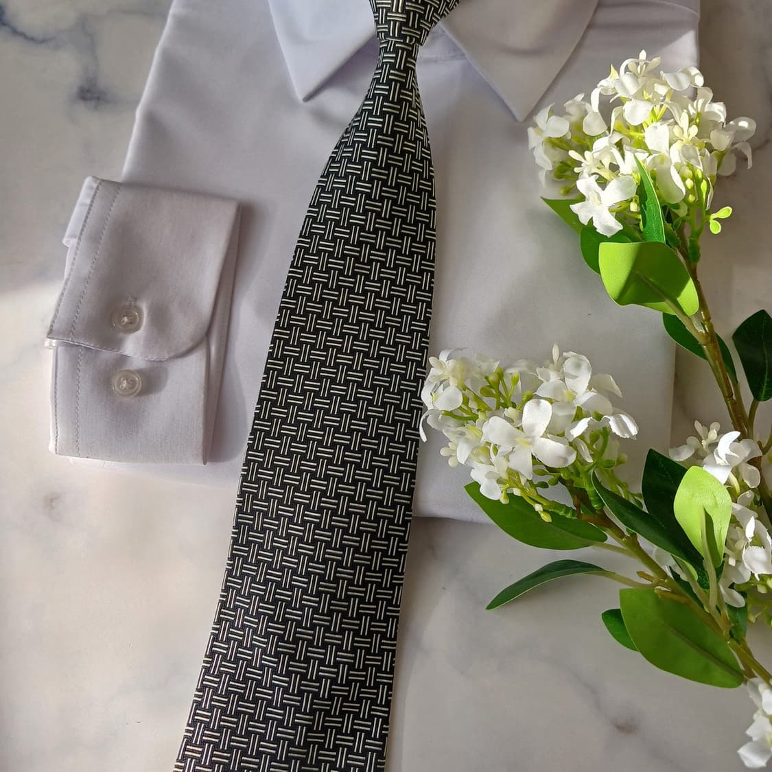 폴로랄프로렌 실크 블랙 기하 패턴 넥타이 9.2cm A+등급 A19601 상품이미지7