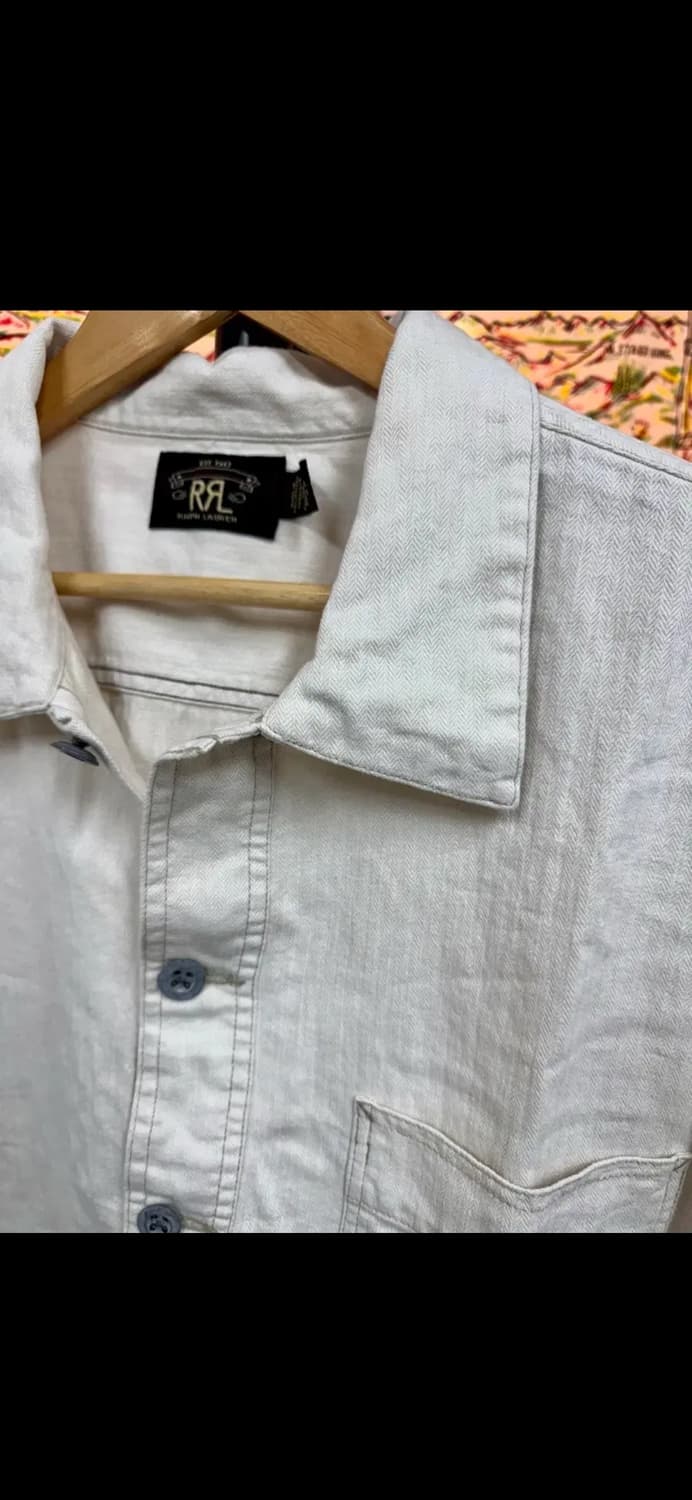 Rrl 헤링본 린넨 풀오버 셔츠 L 상품이미지5