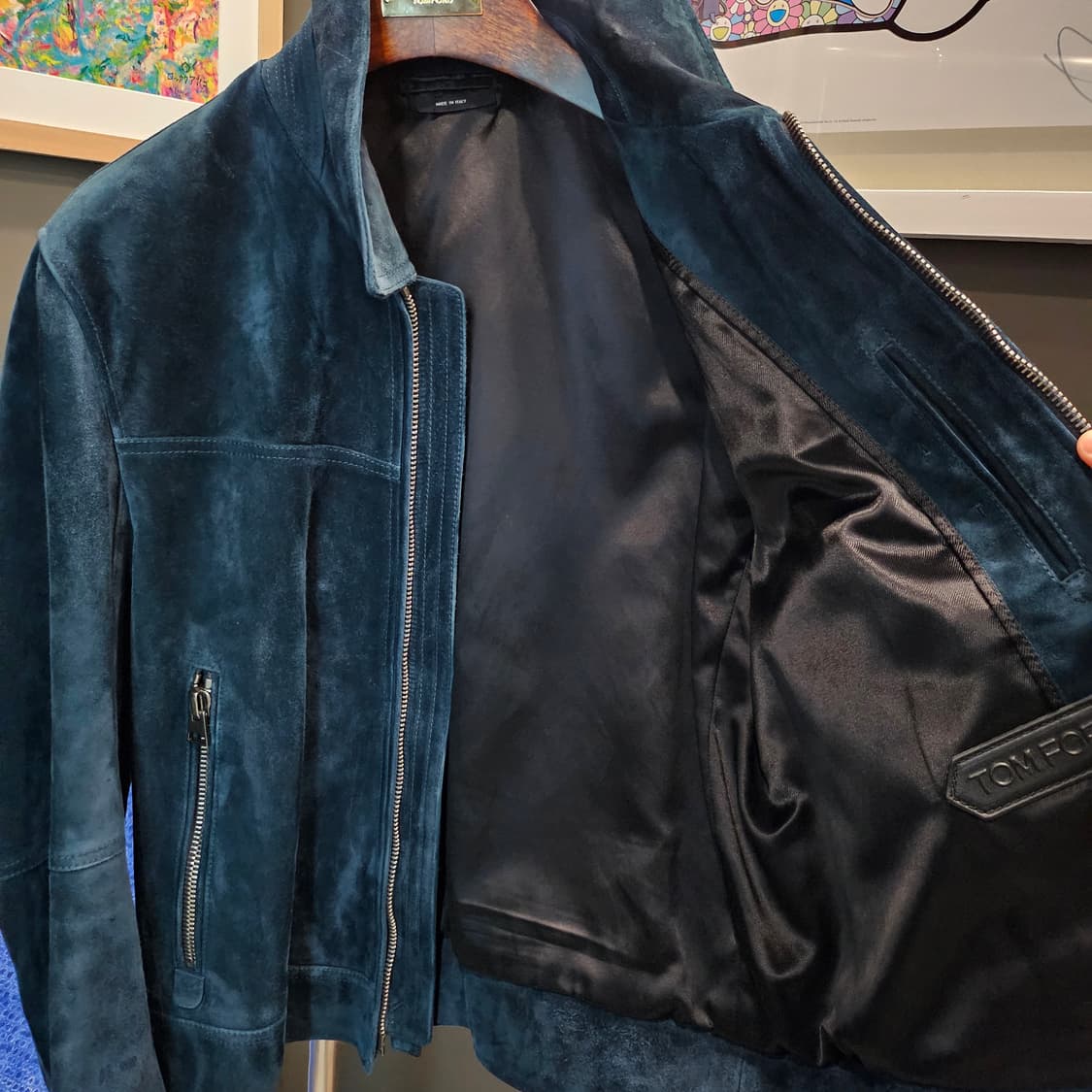 톰포드 레더 트리밍 스웨이드 트러커 자켓 상품이미지5