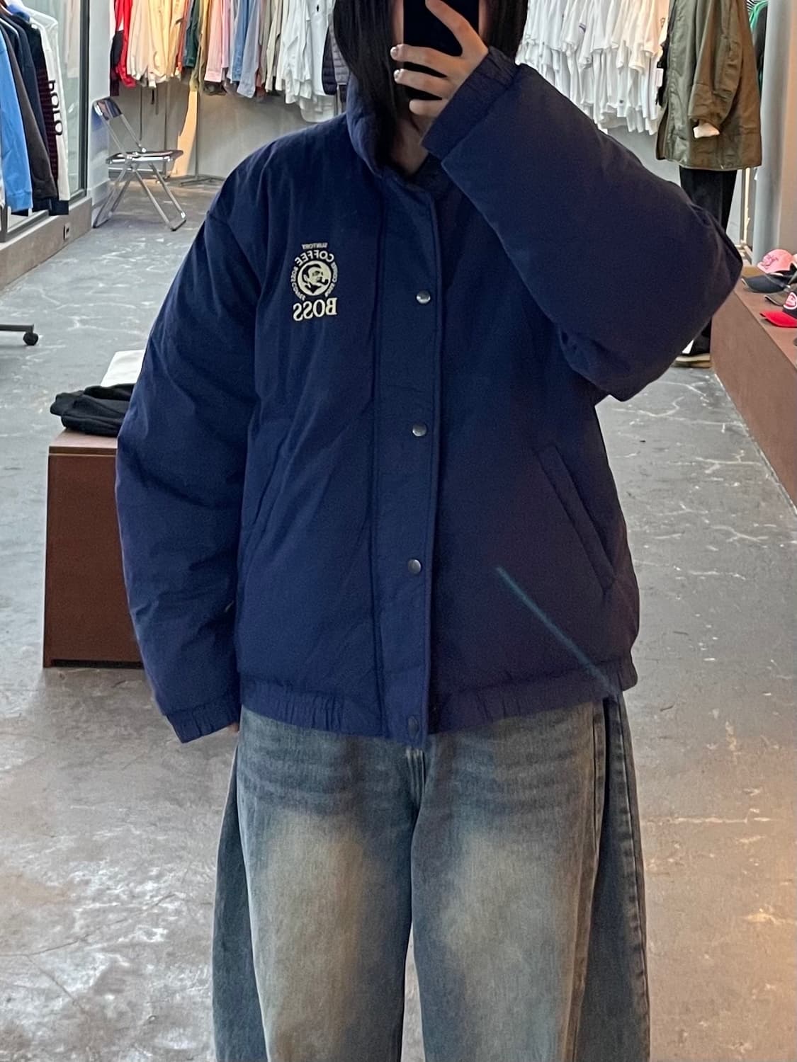 산토리 보스 커피 네이비 다운 패딩 H1605 상품이미지1