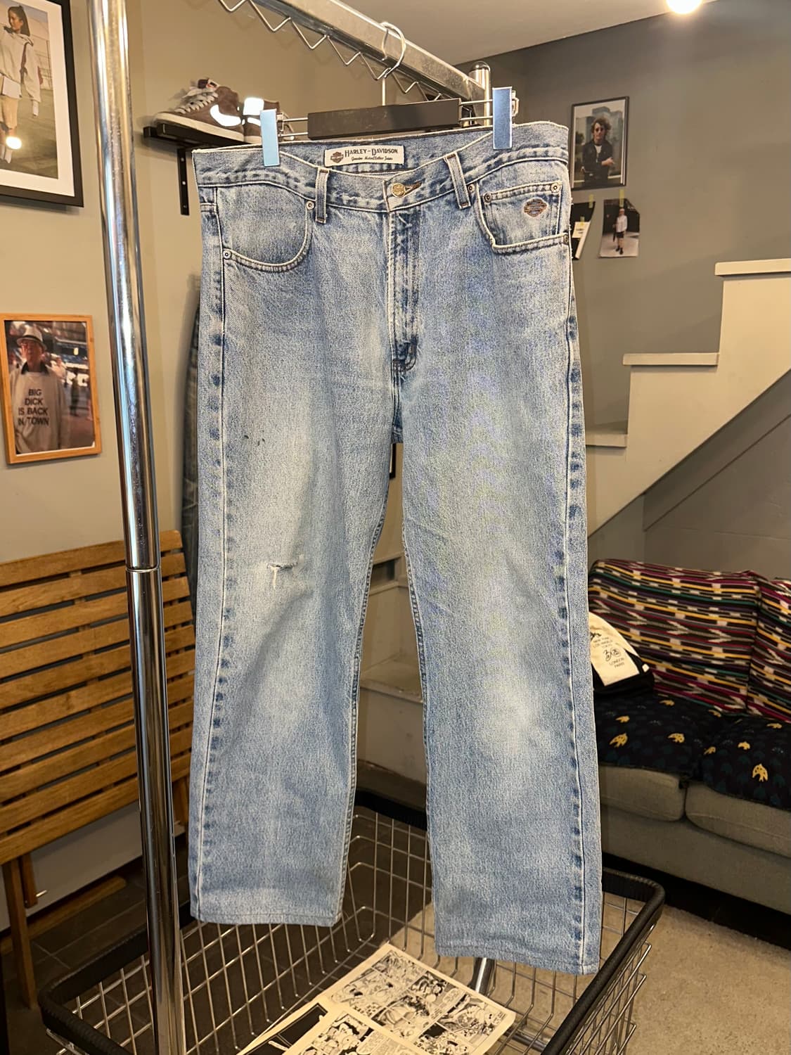 00’s Harley Davidson washed denim pants 상품이미지4