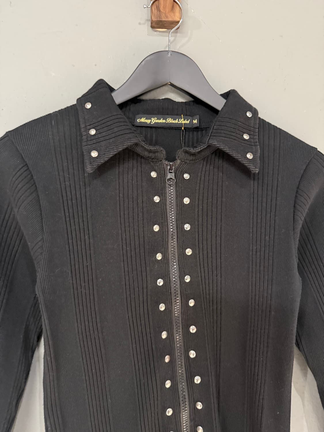 stud detail ribbed 2-way zip-up 상품이미지5