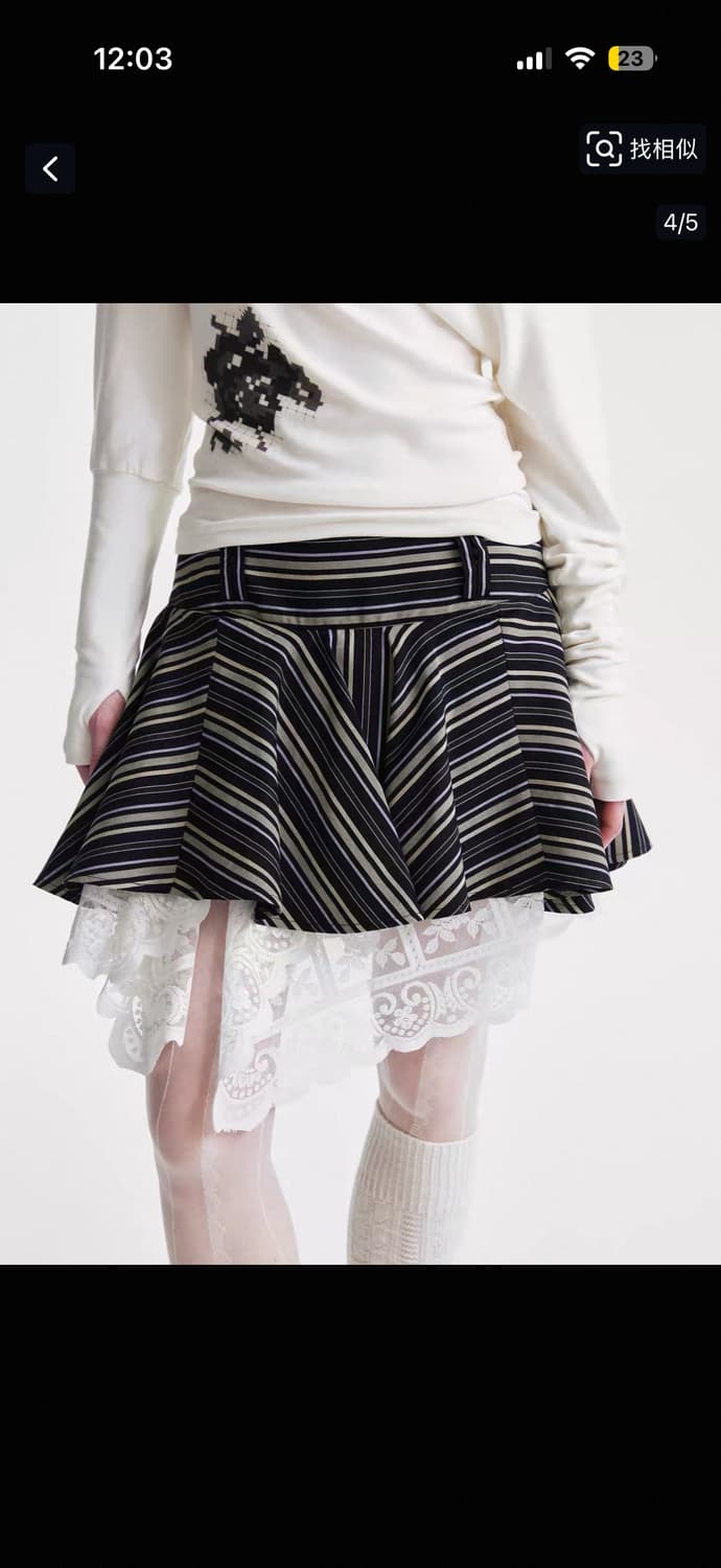 레이스 레이어드 미디 스커트 상품이미지1