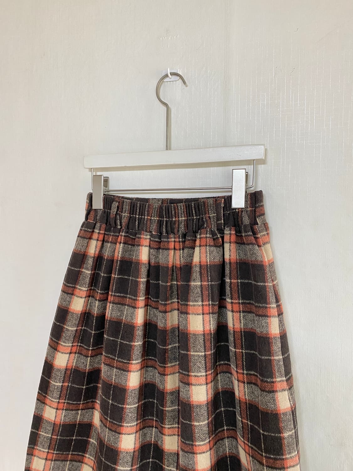 Brown Orange Check Midi Skirt 상품이미지4