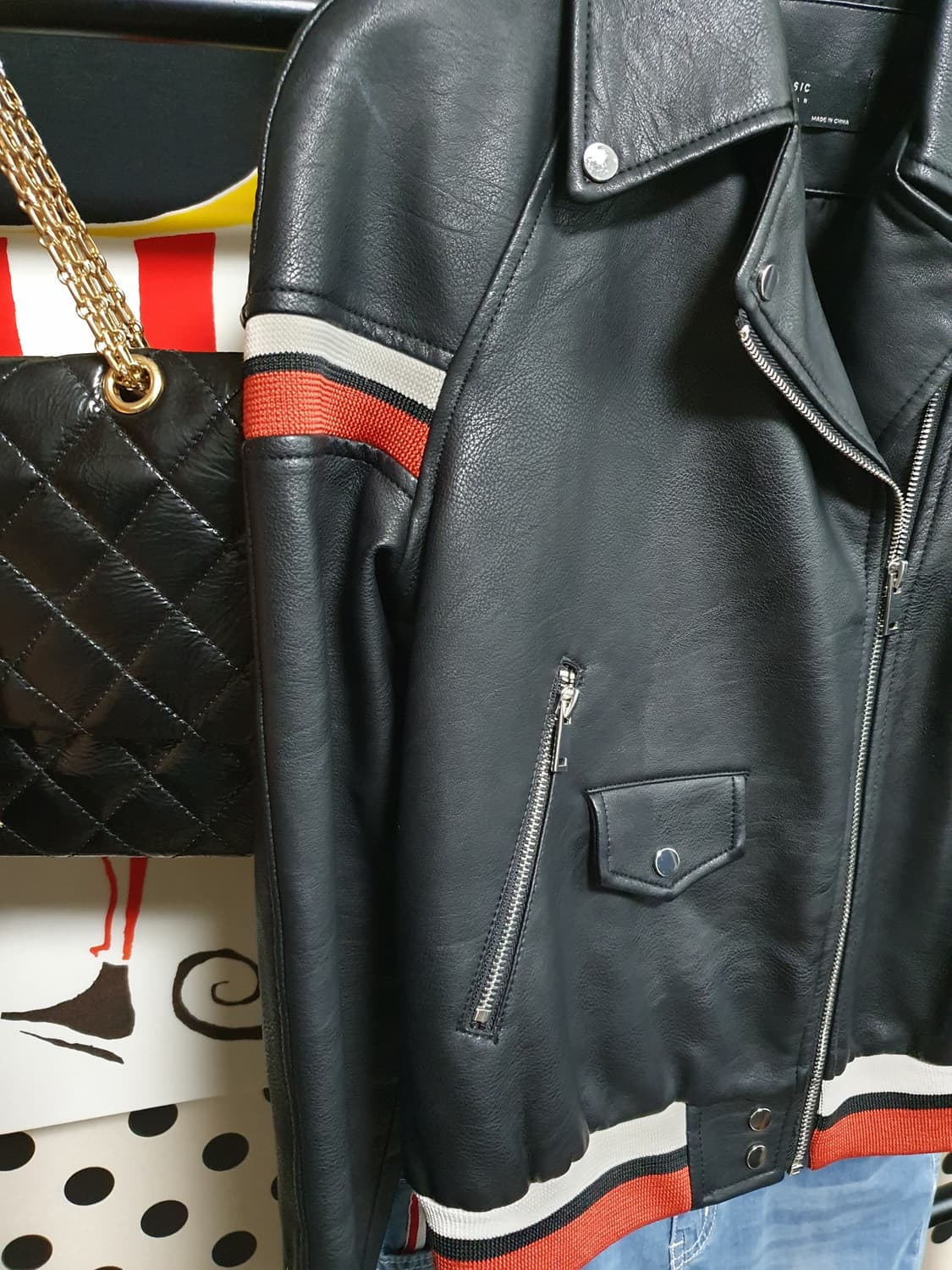 ZARA 자라 BASIC 블랙 가죽 자켓 M 상품이미지3