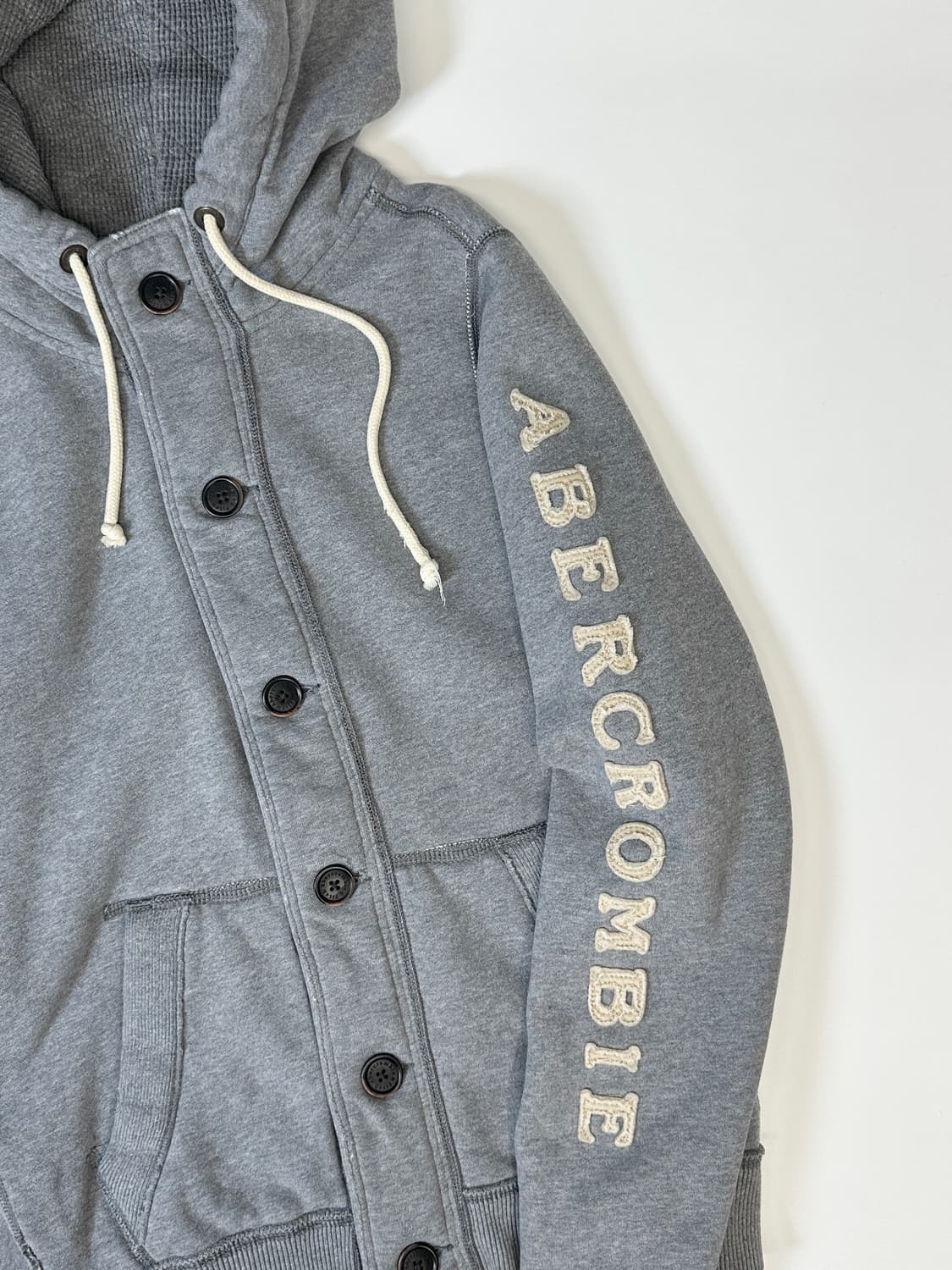 아베크롬비 스펠로고 후드 버튼 자켓 (라이트그레이) 상품이미지1