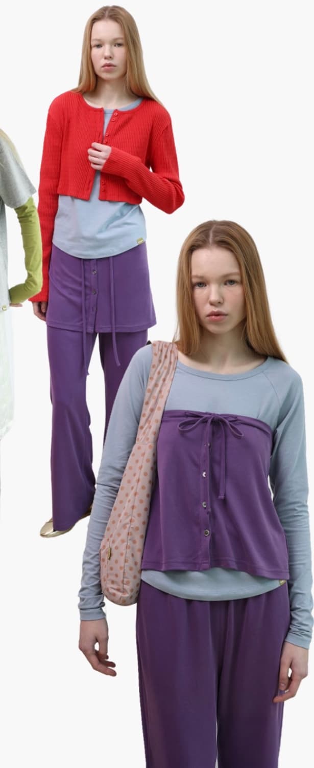 포에브- relaxed-fit layered skirt pants  상품이미지3