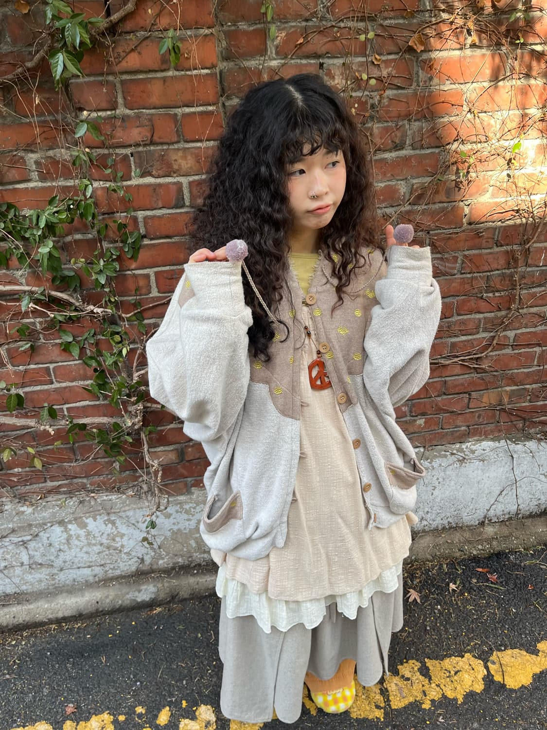 scolar 오트밀 라떼 가오리 핏 후드 가디건 상품이미지1