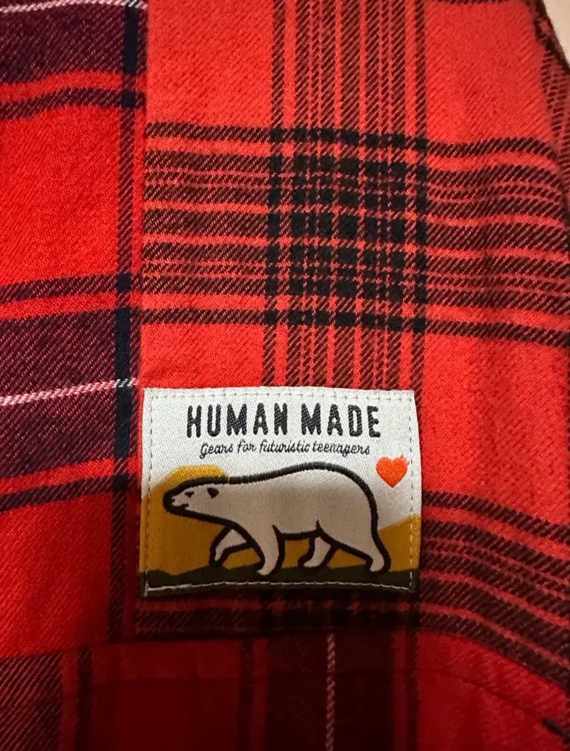 M) 휴먼메이드 크레이지 체크 롱슬리브 셔츠 레드 상품이미지6