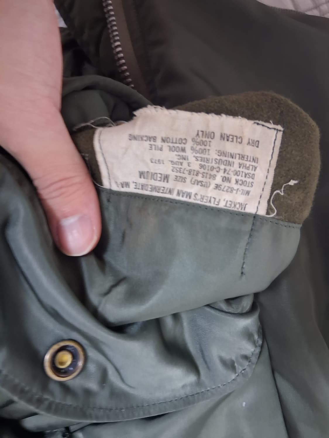 알파인더스트리 1973년 제조 울파일 ma-1 M 상품이미지6