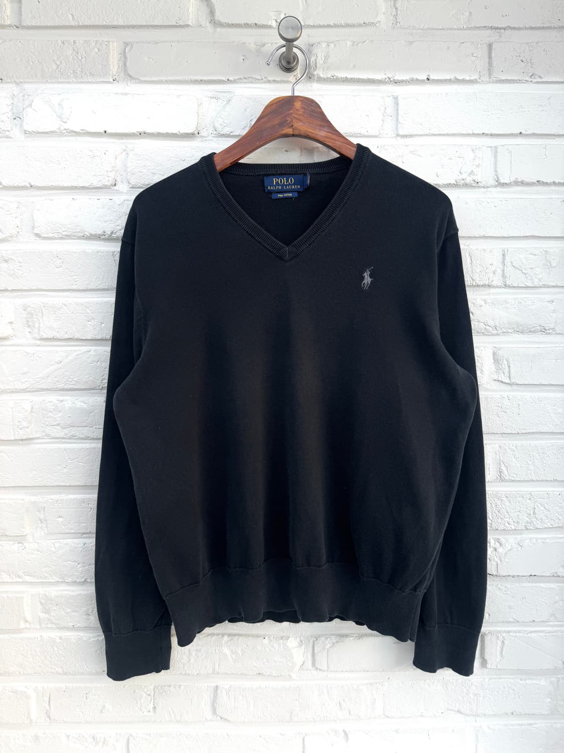 폴로 블랙 브이넥 코튼니트 상품이미지3