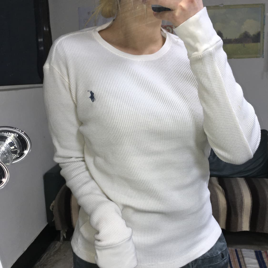투티/0273 폴로 와플 니트 라운드 넥 슬림핏 화이트 크림 상품이미지2
