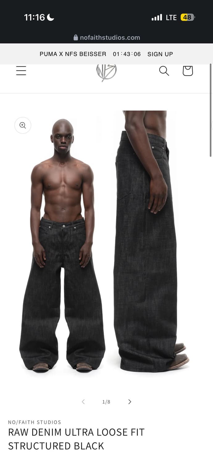 RAW DENIM ULTRA LOOSE FIT STRUCTURED BLA 상품이미지1