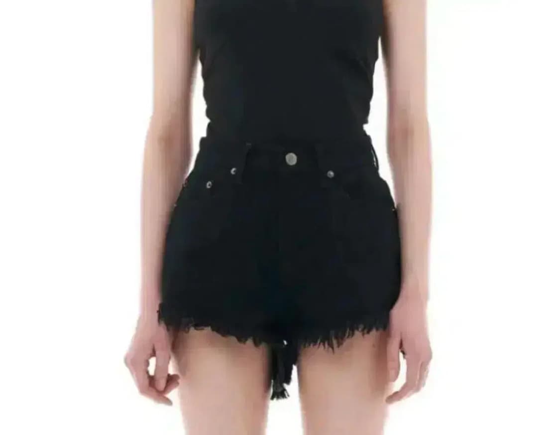 보헤미안서울 컷팅 데미지 숏츠 블랙 상품이미지1