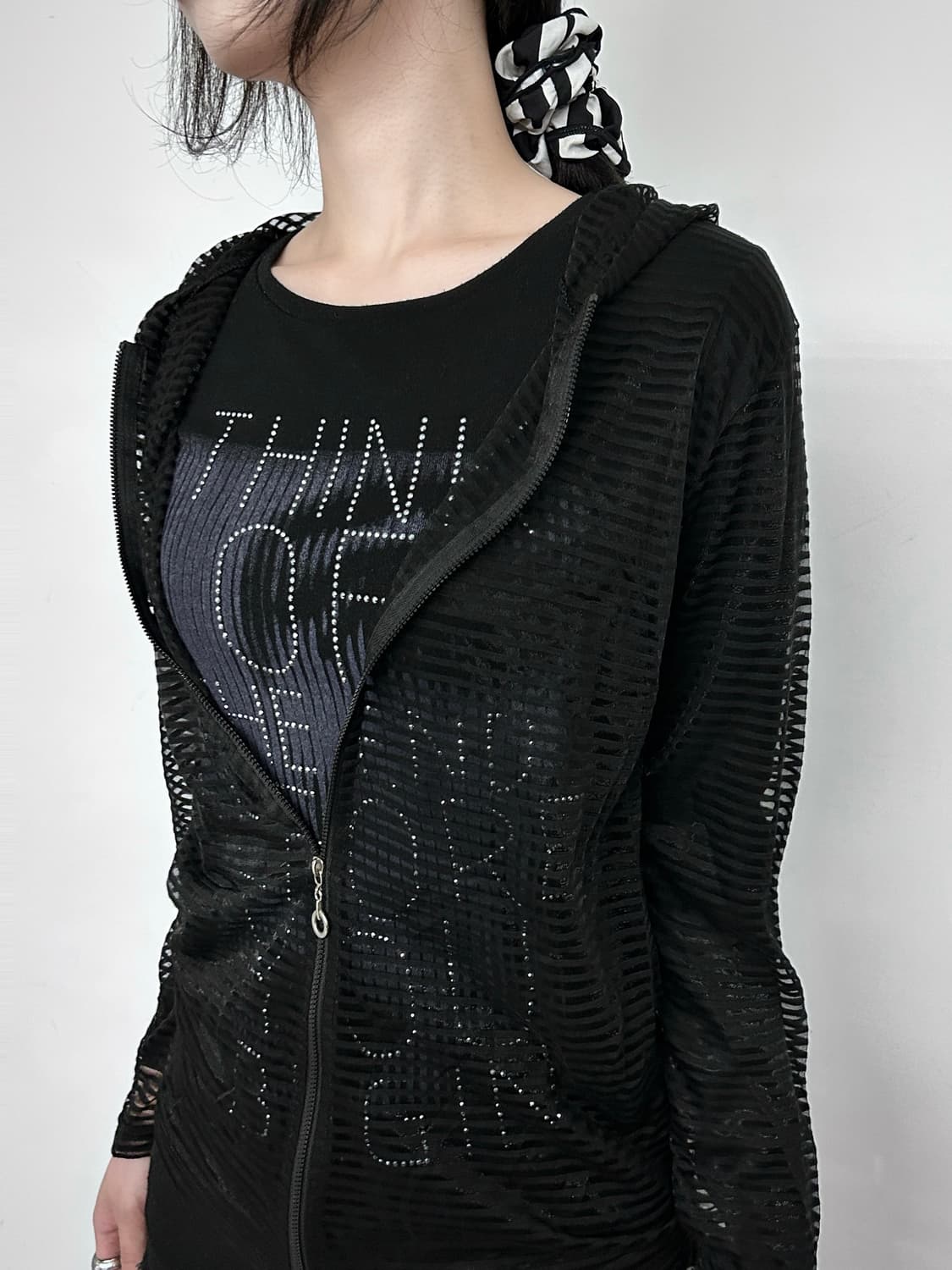 See-through Stripe Hoodie Zip-Up 상품이미지2