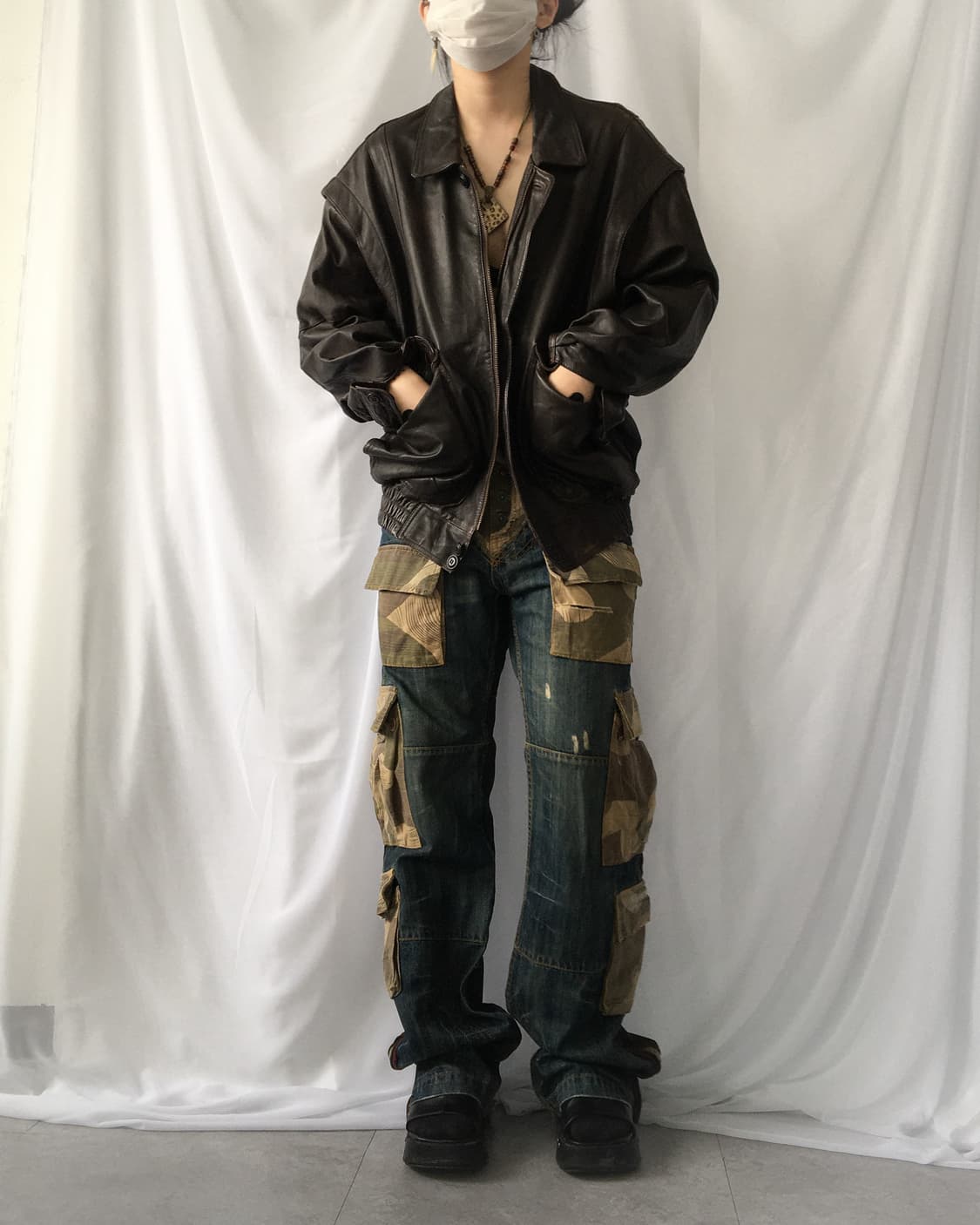 Leather bomber brown jacket 상품이미지8