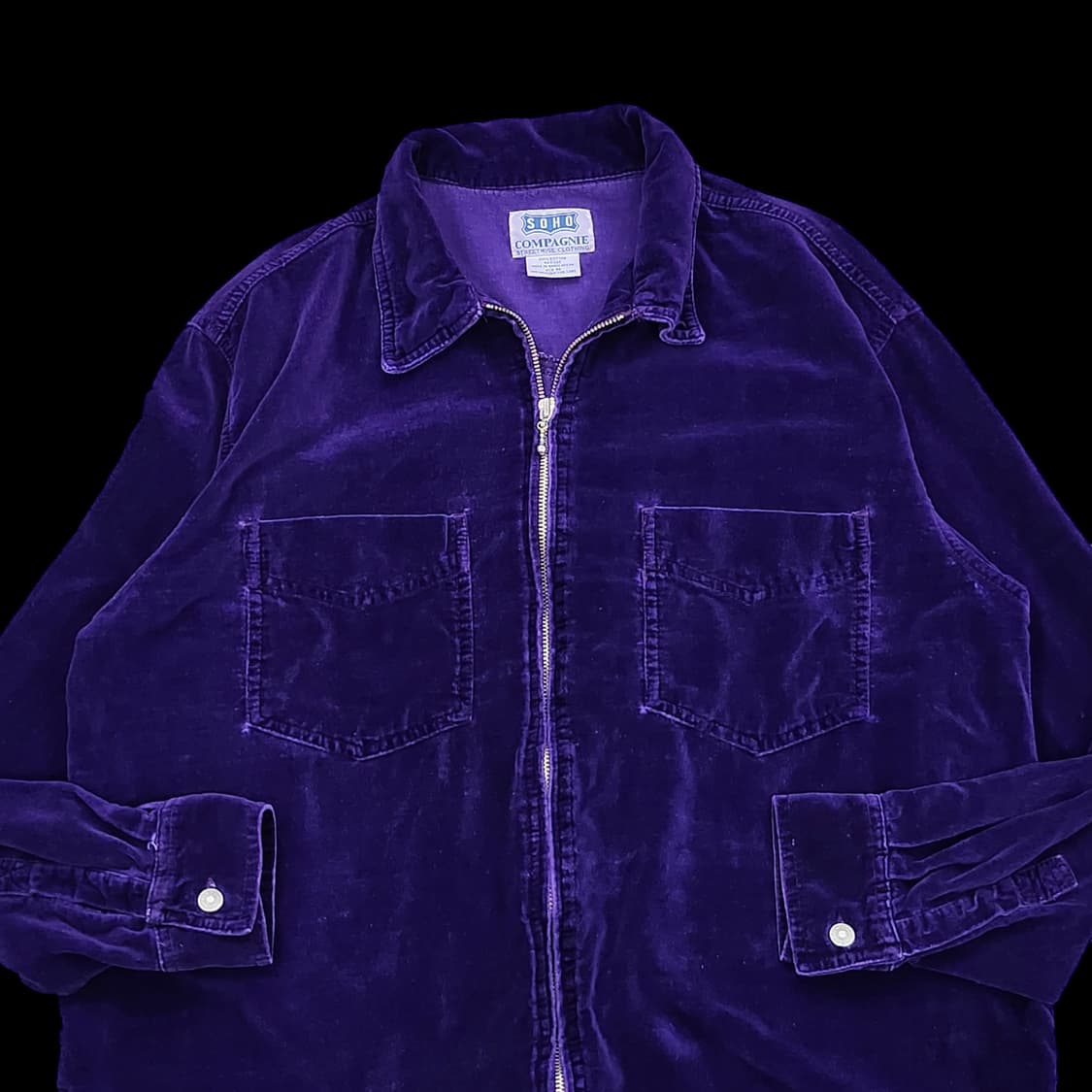 SOHO 빈티지 벨벳 집업 셔츠 자켓 상품이미지3