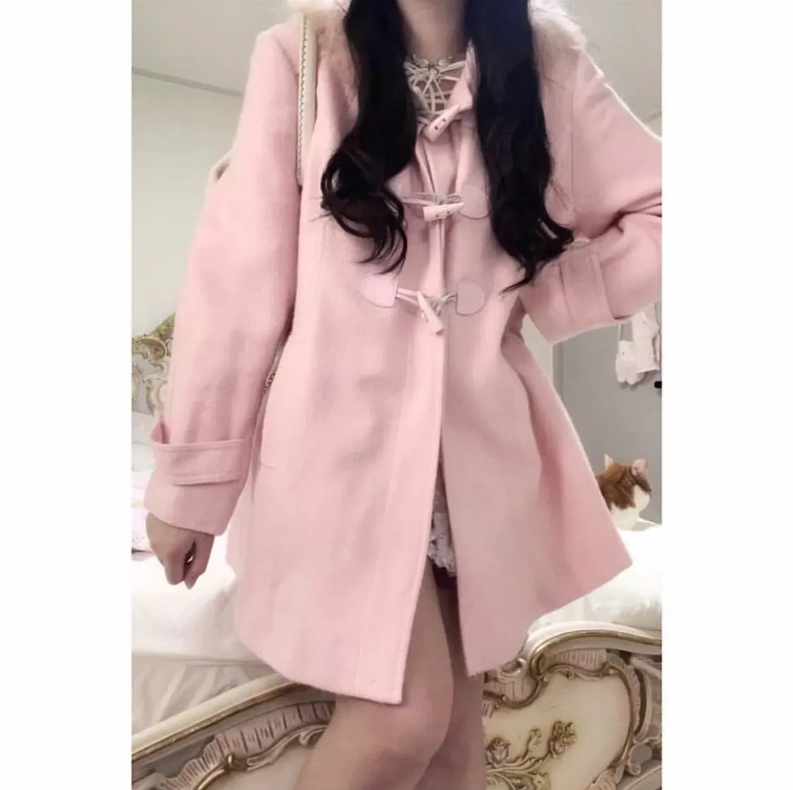 빈티지 핑크 떡볶이코트 상품이미지1