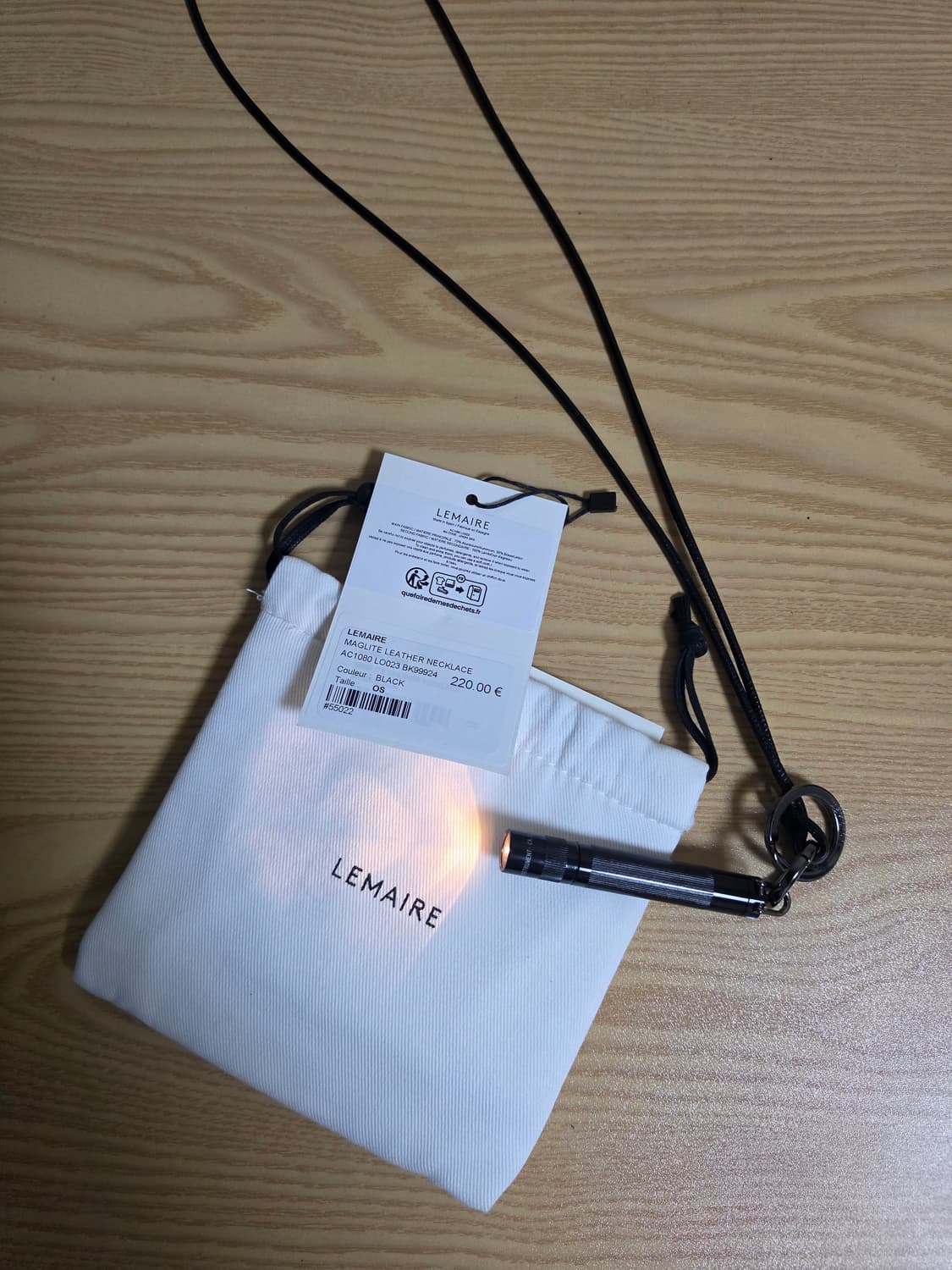 르메르 LEMAIRE maglite 레더 목걸이 블랙 상품이미지3